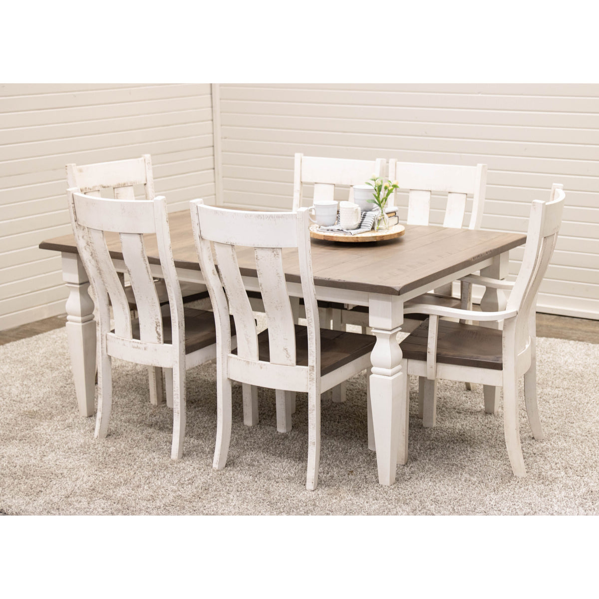 Classic Turned Cam Leg Solid White & Maple Wood Extending Dining Table