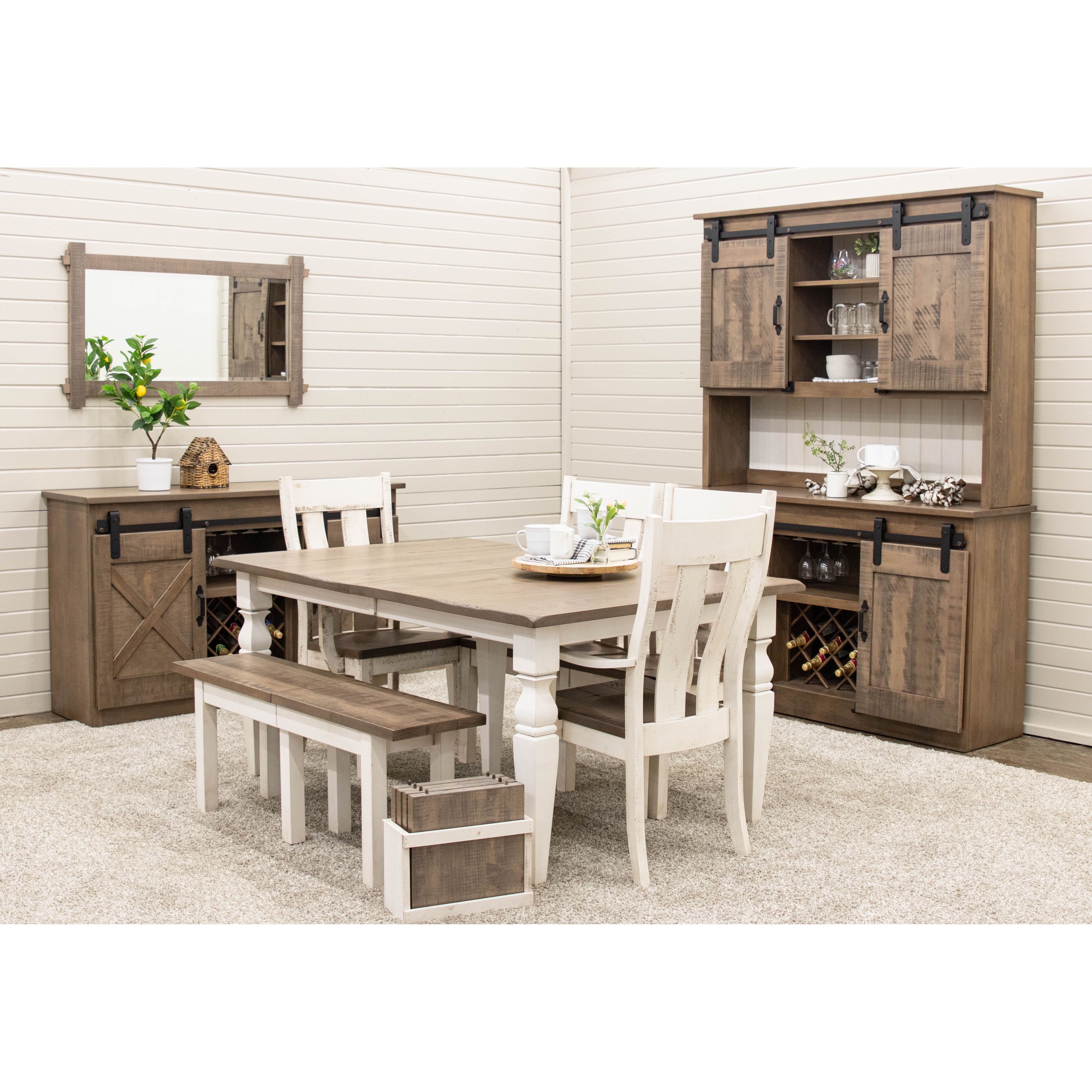Straight Leg White & Wood Expandable Dining Bench | M-CS&DCD