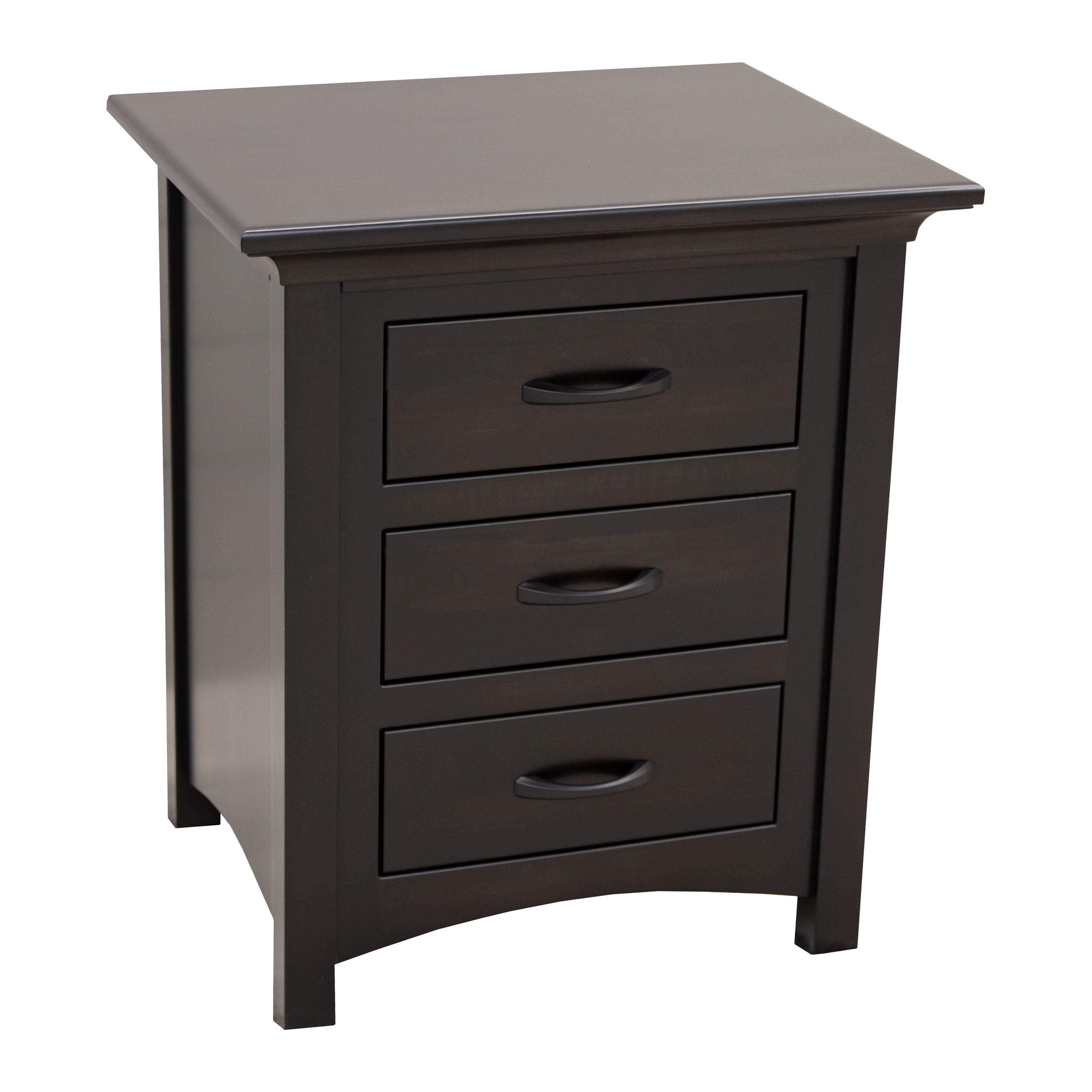 DCF Mission Black Maple Wood 3-Drawer Nightstand | EB