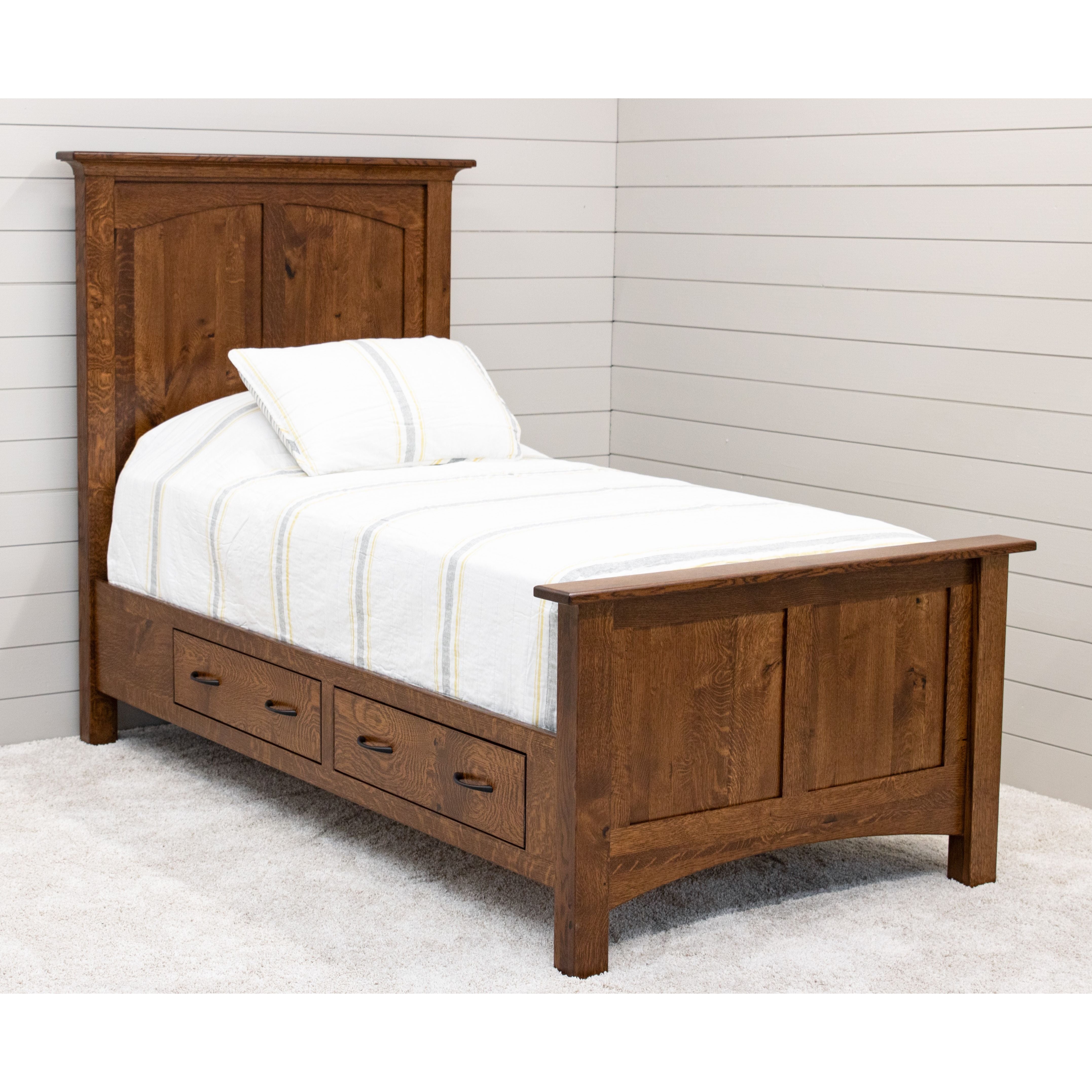 DCF Mission Twin Quarter Sawn White Oak Wood Storage Platform Bed | ASB