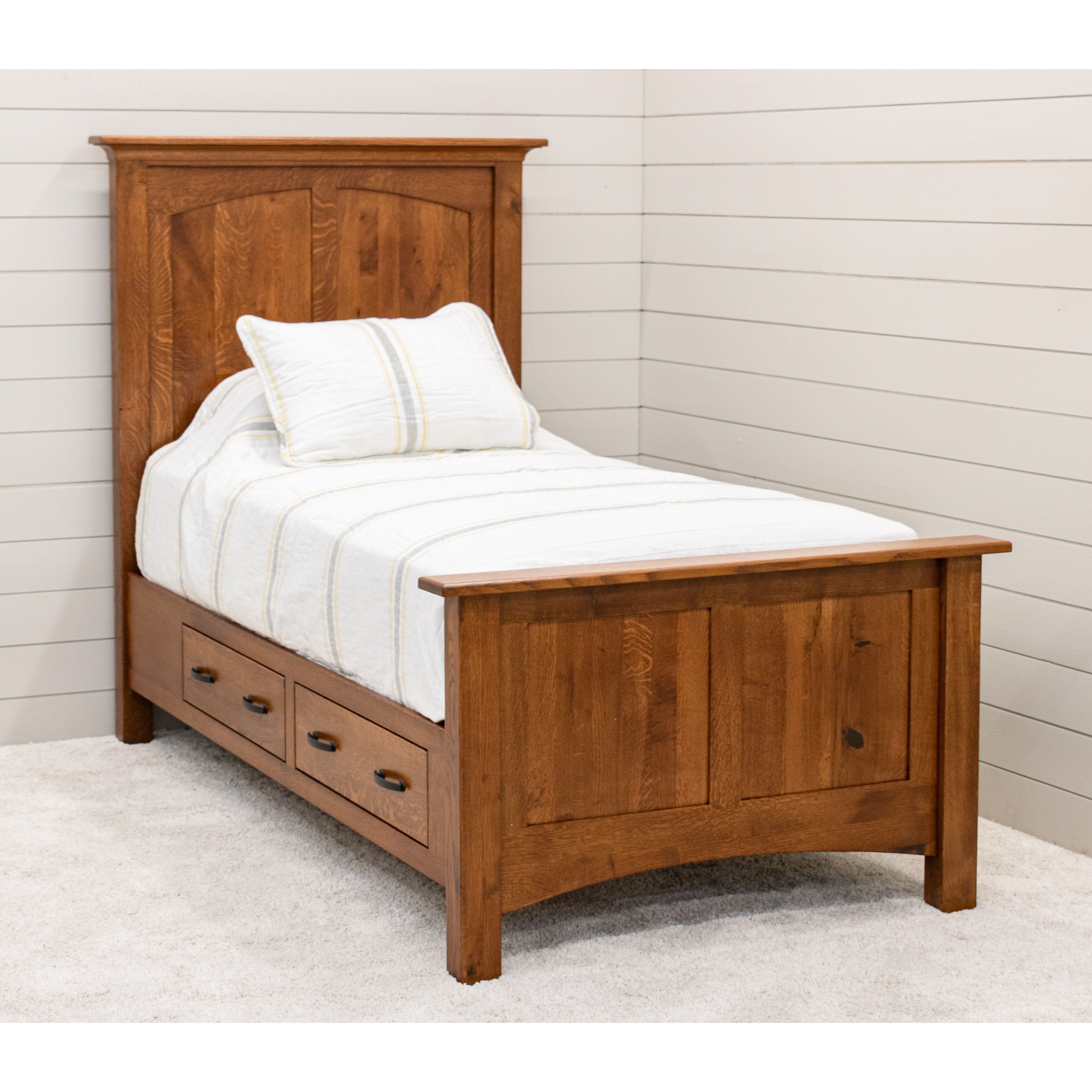 DCF Mission Twin Quarter Sawn White Oak Wood Storage Platform Bed | MC