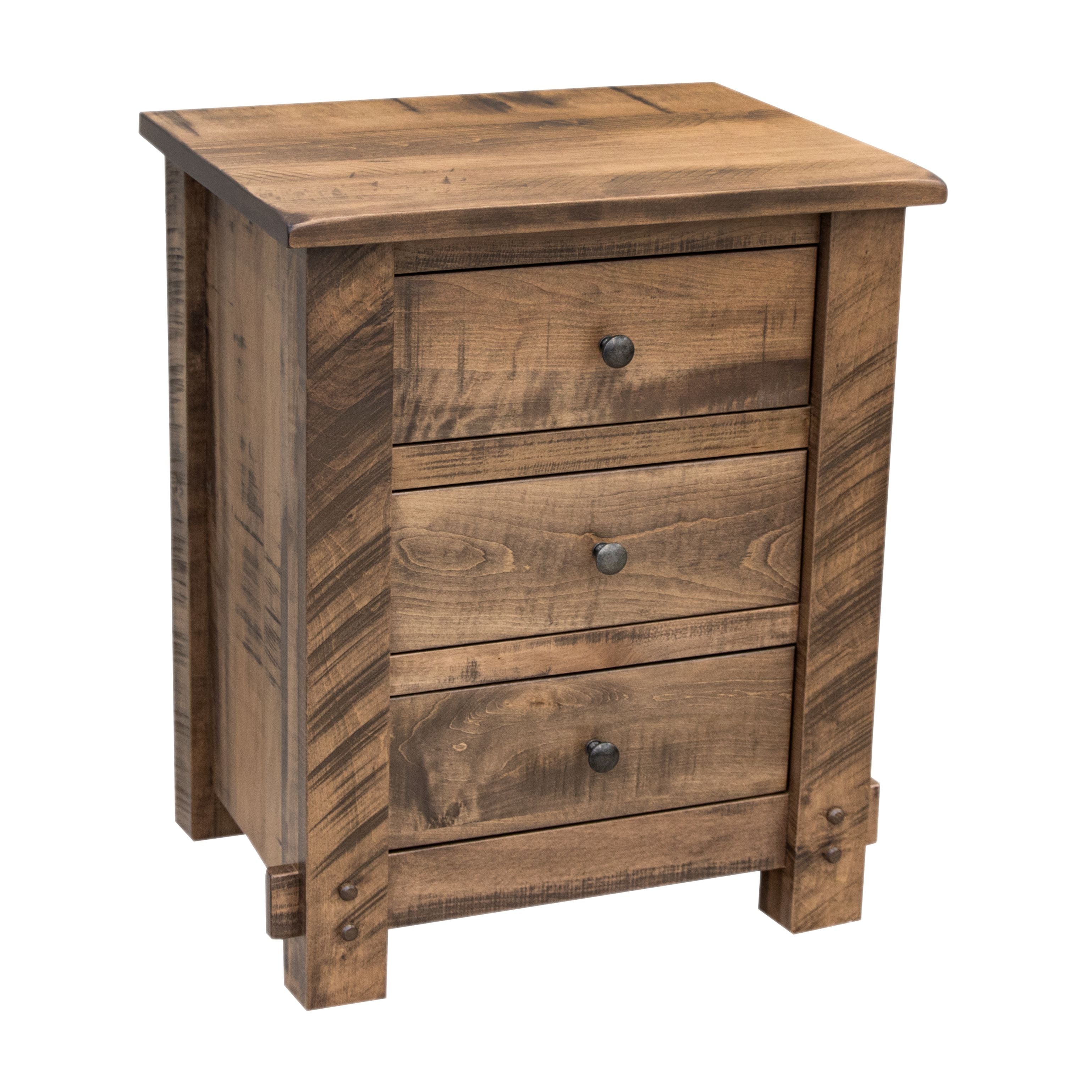 DCF Roughsawn Maple Wood 3-Drawer Nightstand | CO