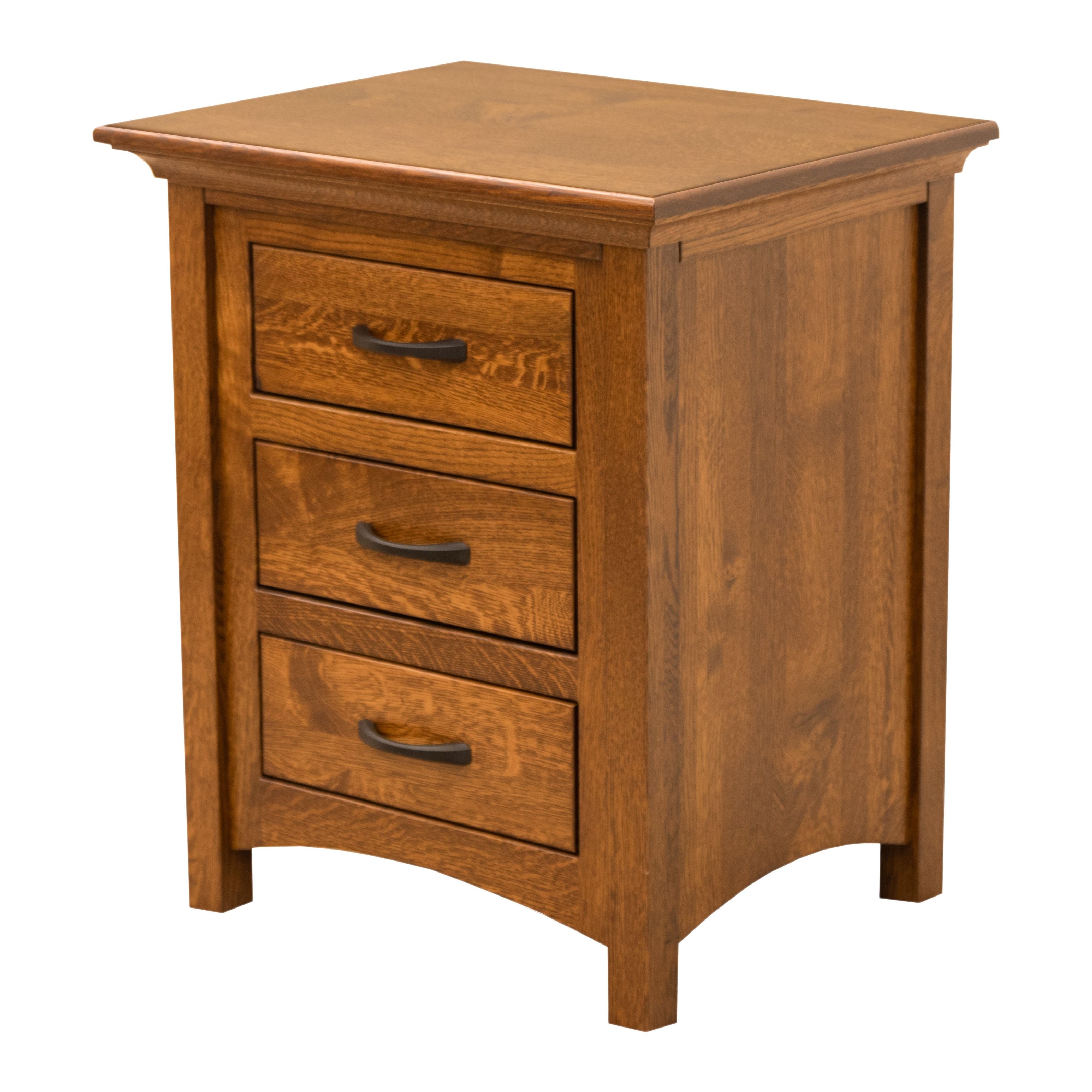 DCF Mission Quarter Sawn White Oak Wood 3-Drawer Nightstand | MC