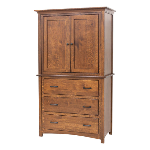DCF Mission Quarter Sawn White Oak Wood Armoire in Asbury Brown