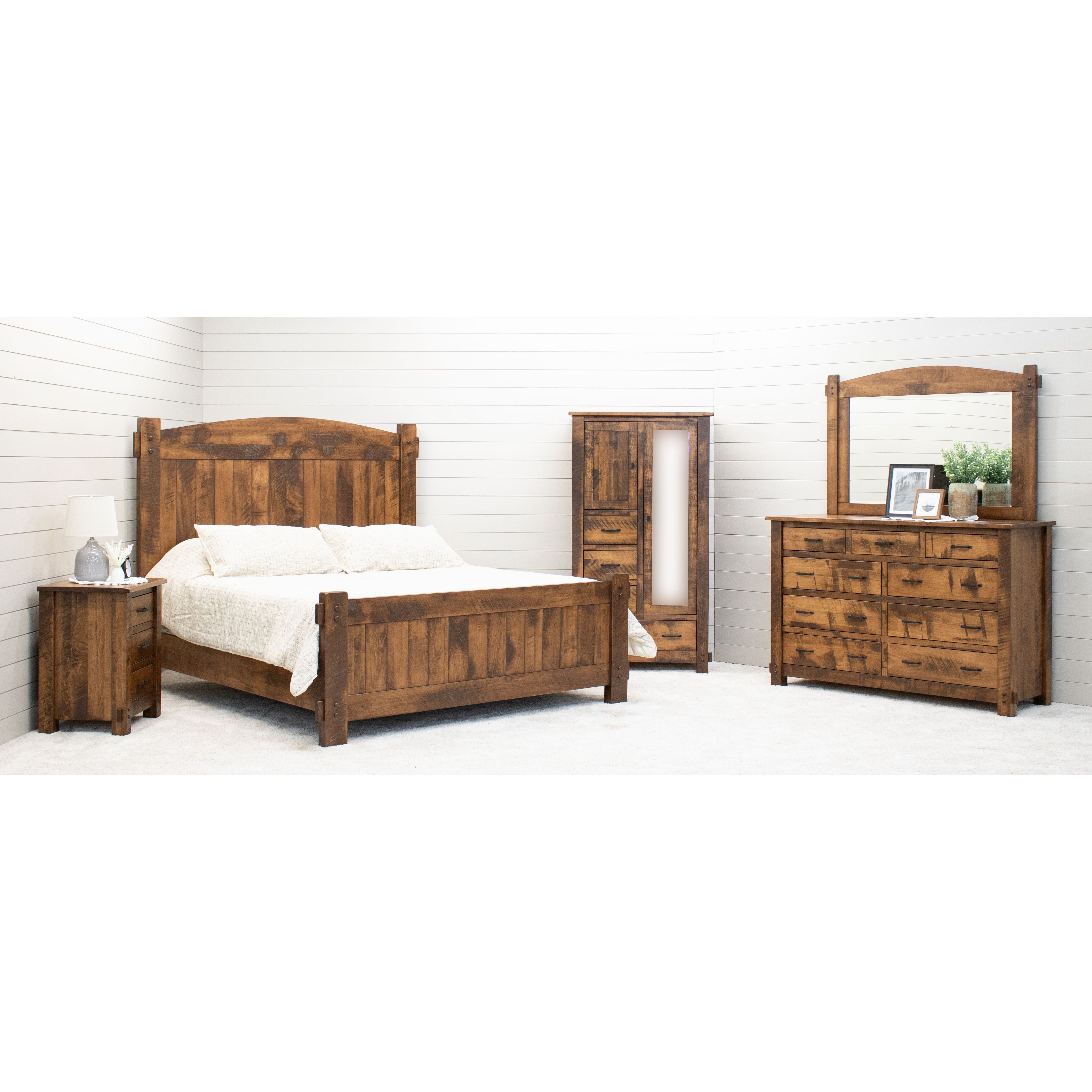 DCF Roughsawn Panel Bed with Straight Headboard