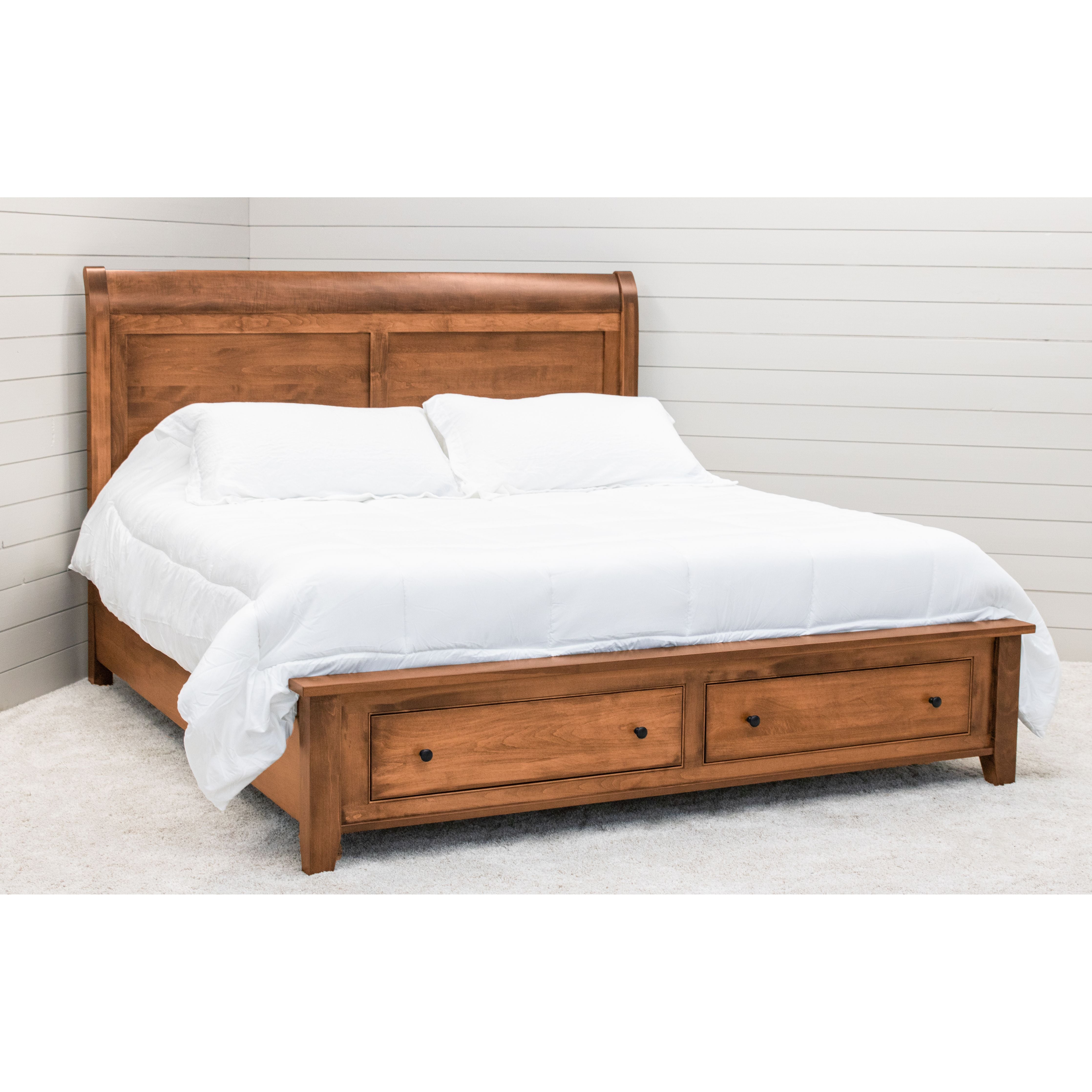 Denali Avondale Sleigh California King Maple Wood Storage Platform Bed | BOS