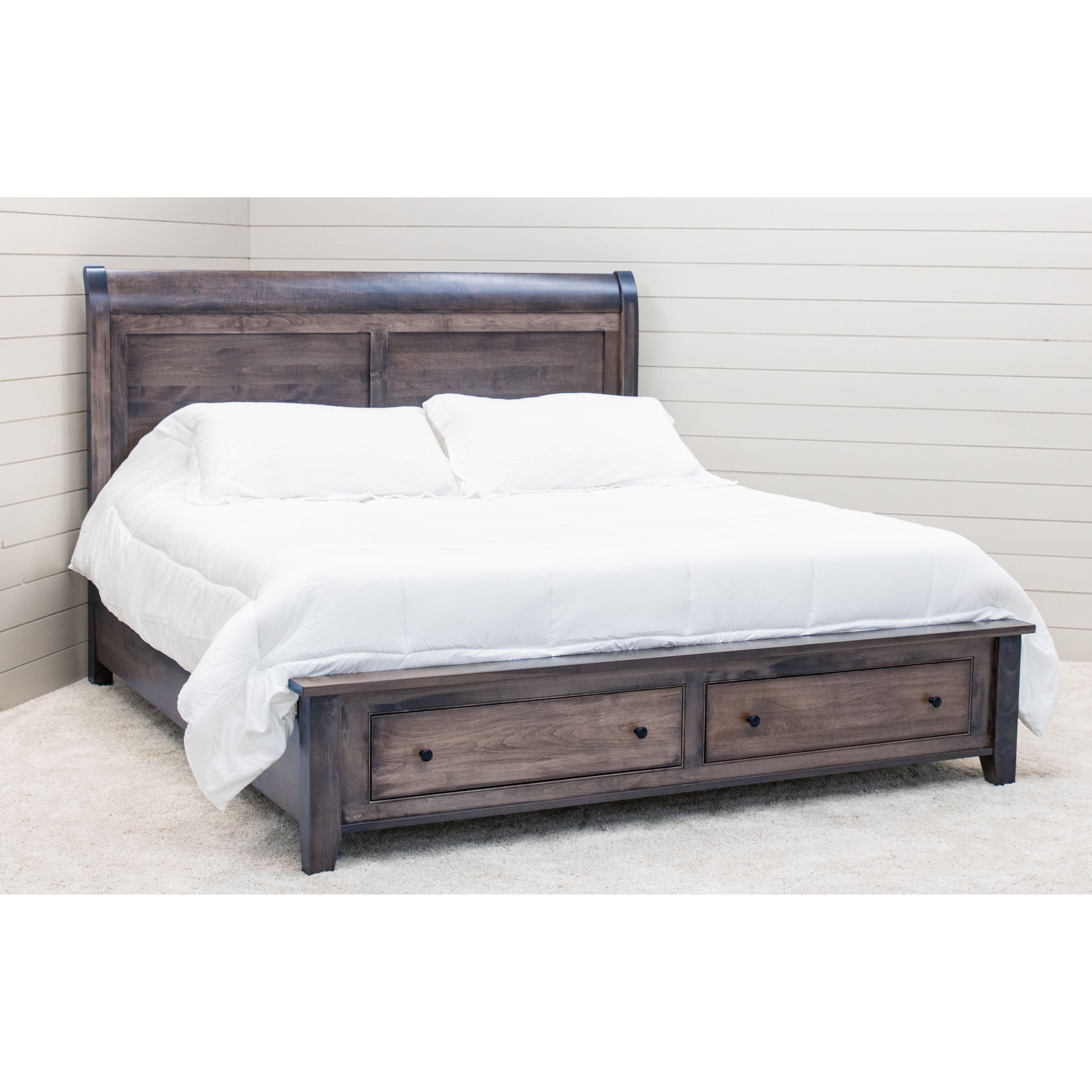Denali Avondale Sleigh California King Maple Wood Storage Platform Bed | GS