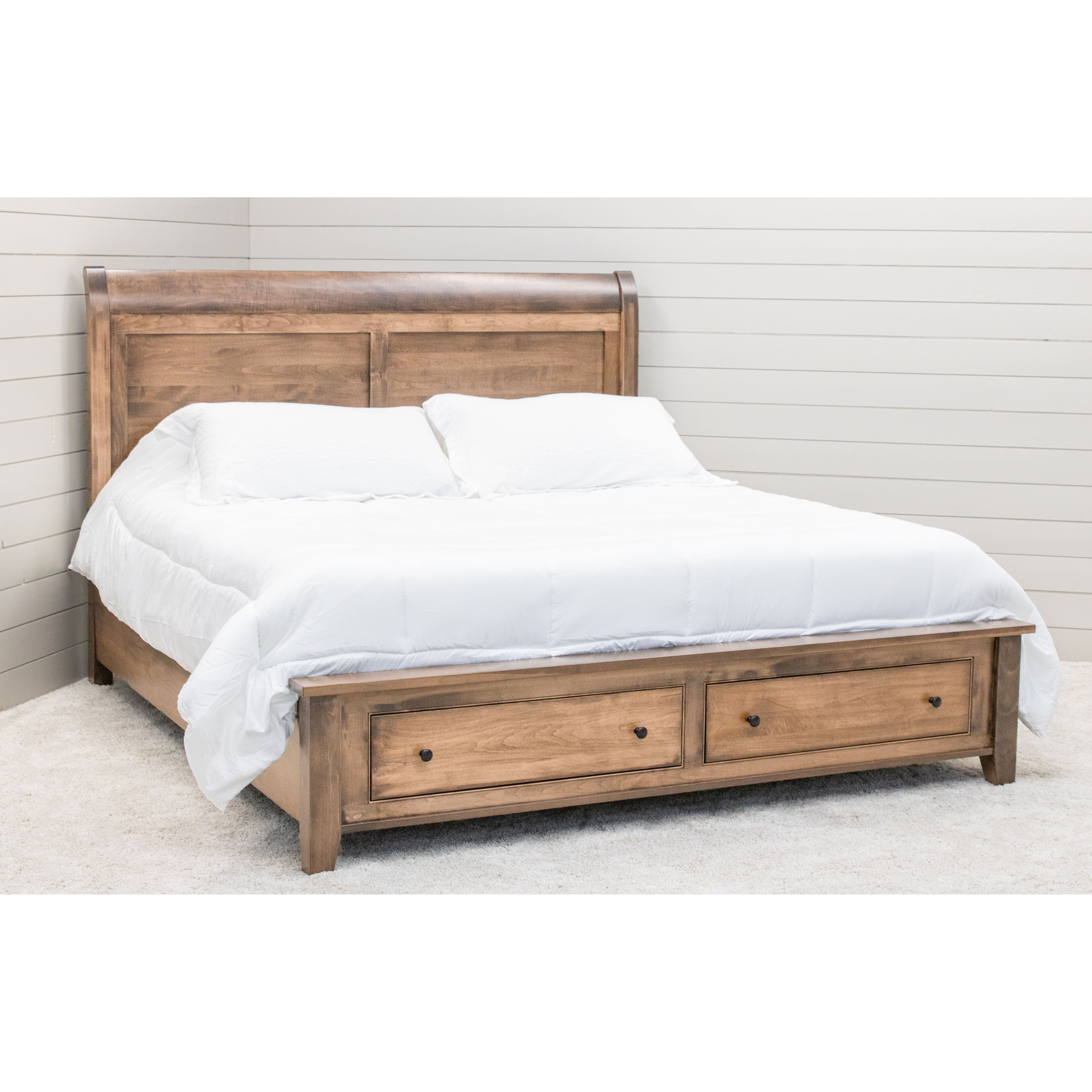 Denali Avondale Sleigh King Maple Wood Storage Platform Bed | WB