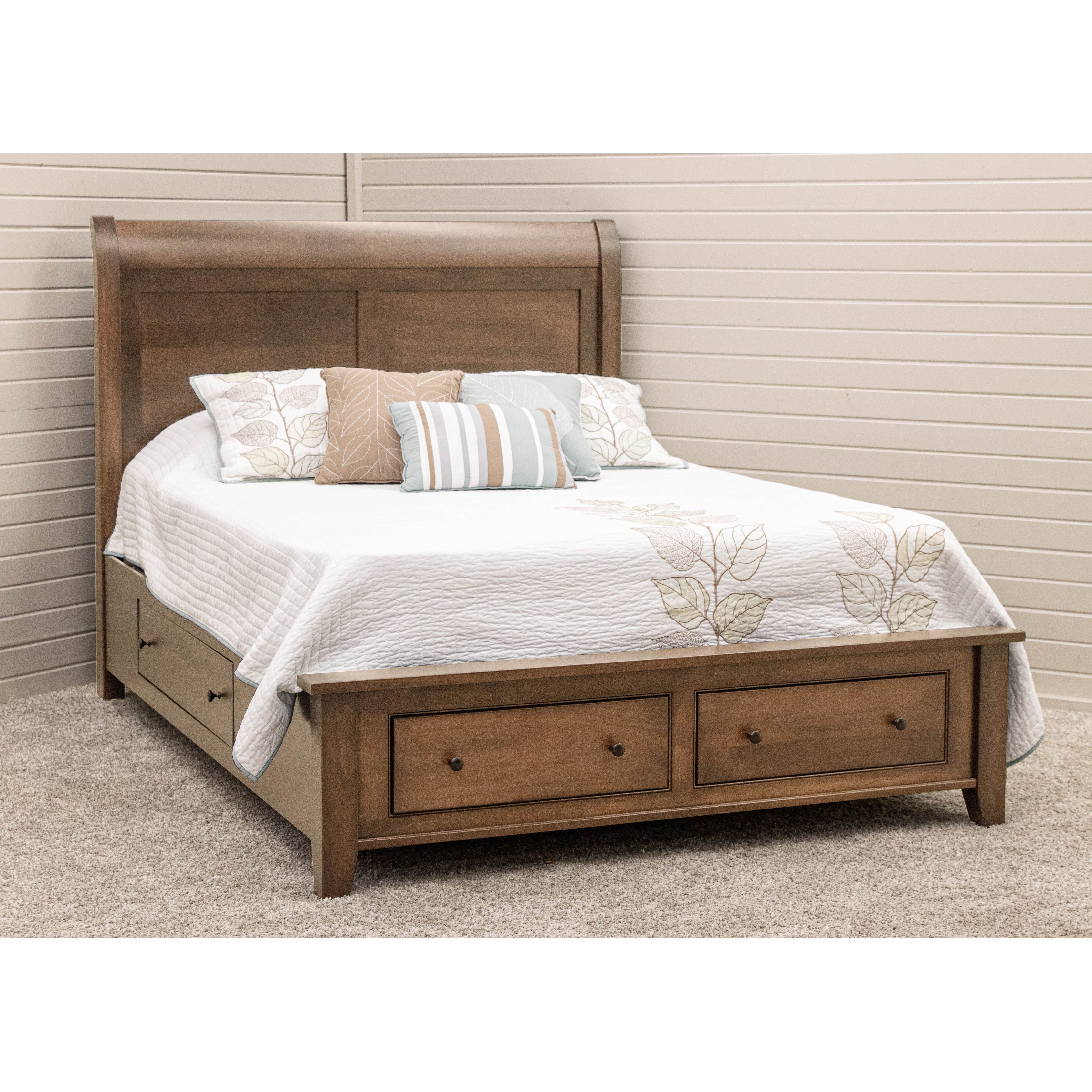 Denali Avondale Sleigh Full Maple Wood Storage Platform Bed | CO