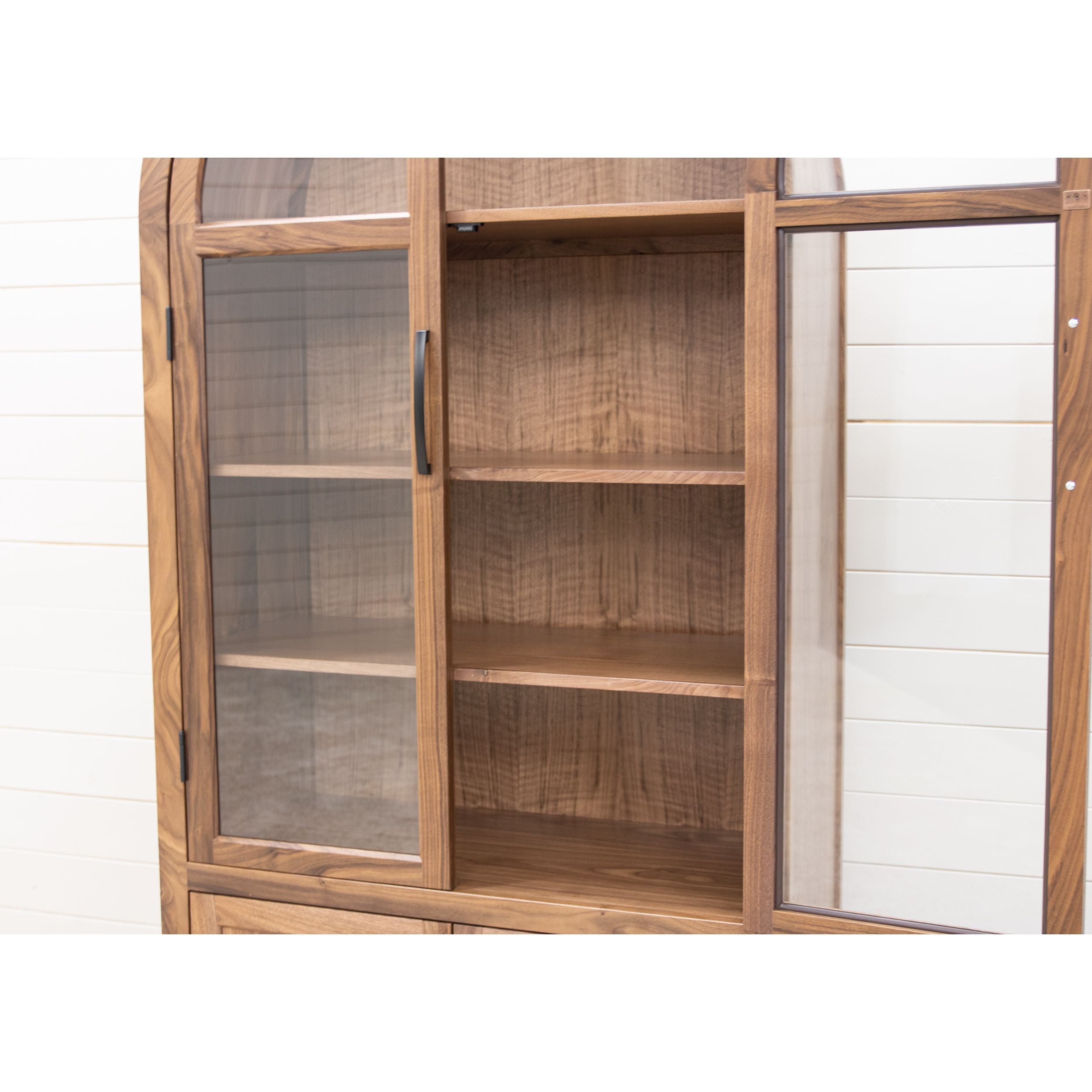 Wilmington Walnut Wood Arched Display Cabinet | NAT