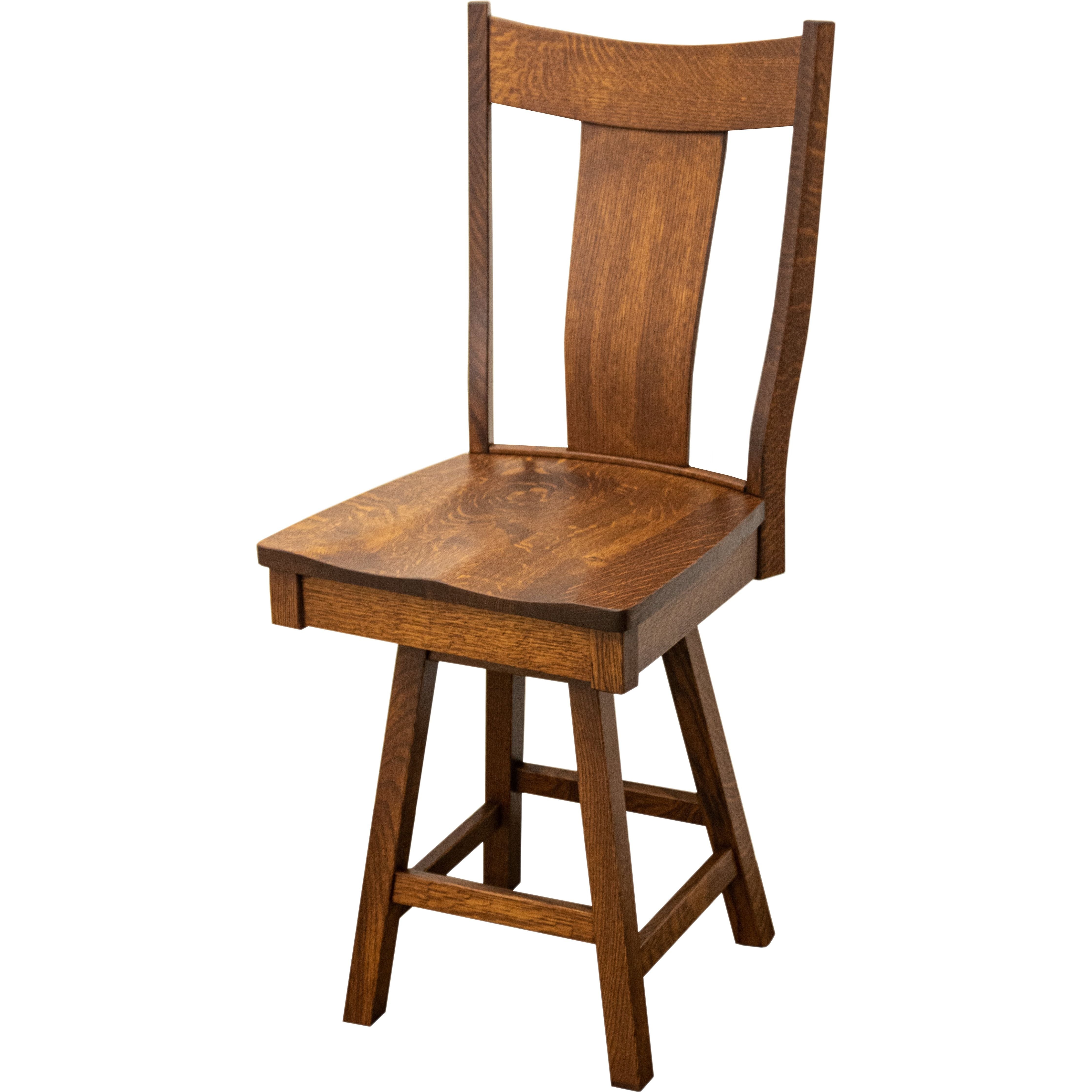 Eagle 24" Rustic Quarter Sawn White Oak Wood Swivel Bar Stool | GB