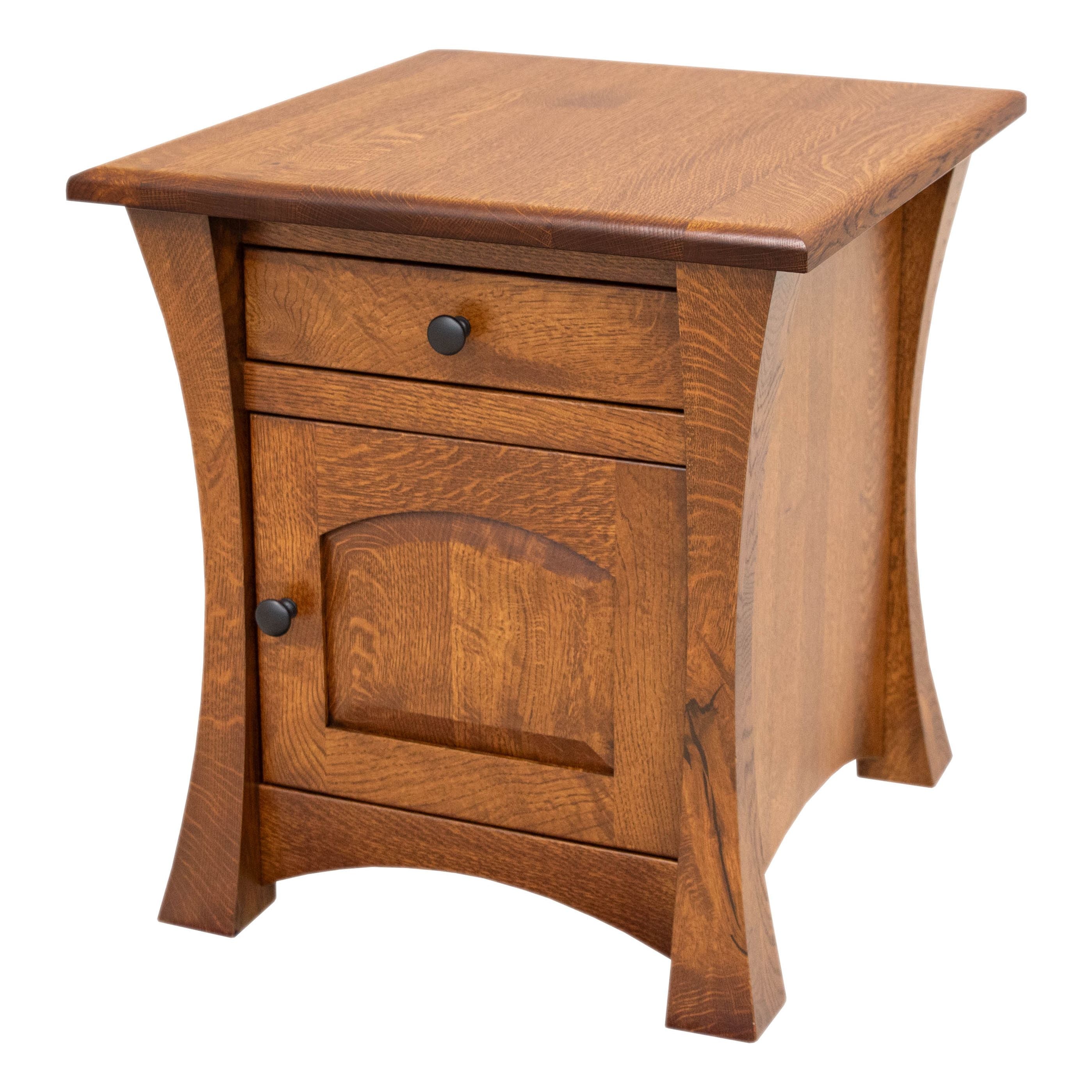 Brooklyn Quarter Sawn White Oak Wood Large Square Enclosed End Table | MC