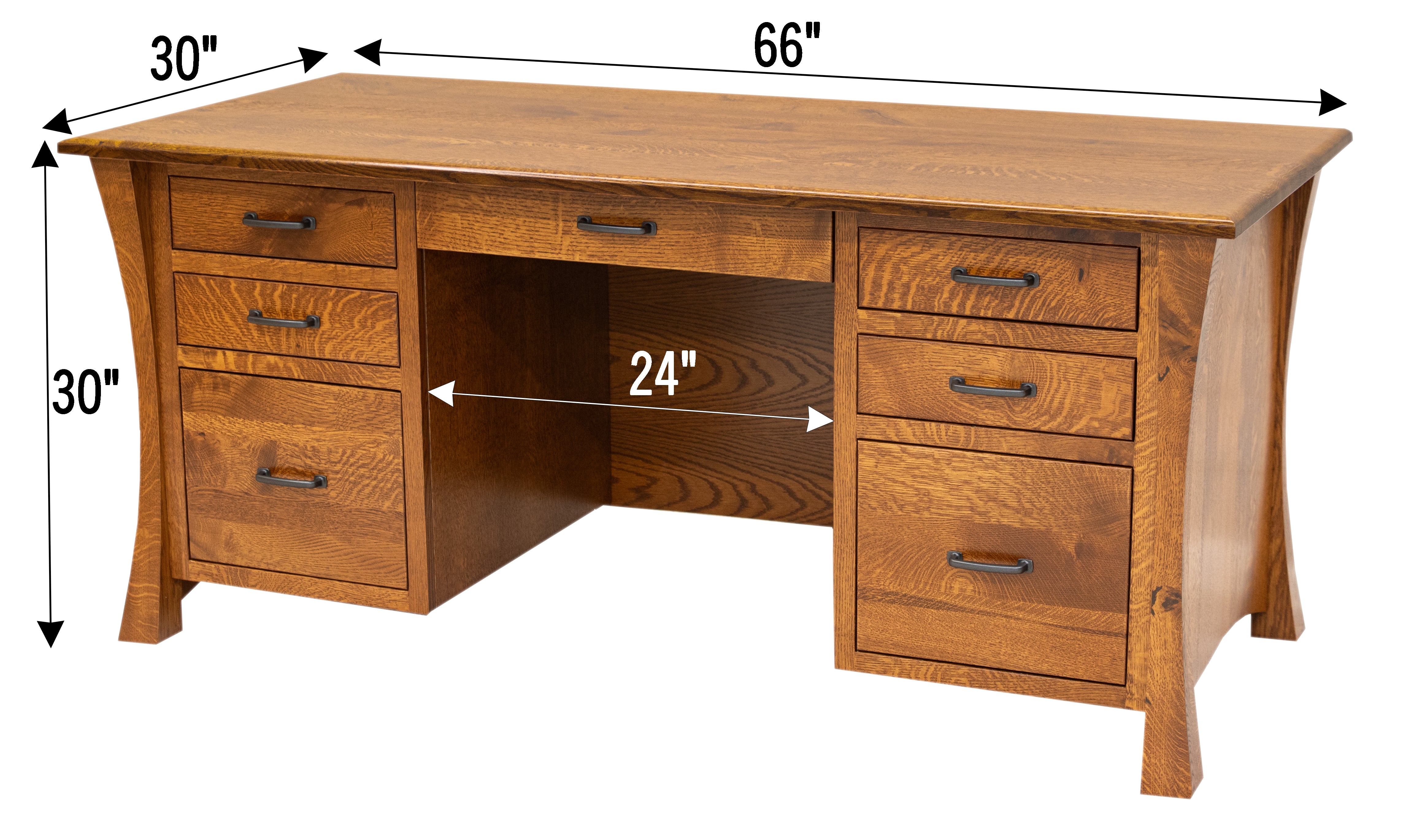 Brooklyn Flamed Birch Wood Executive Desk