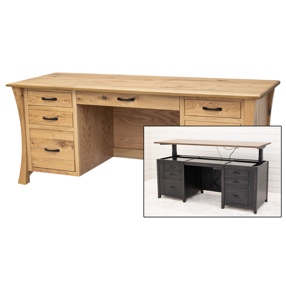 Brooklyn White Oak Wood Executive Desk | DS