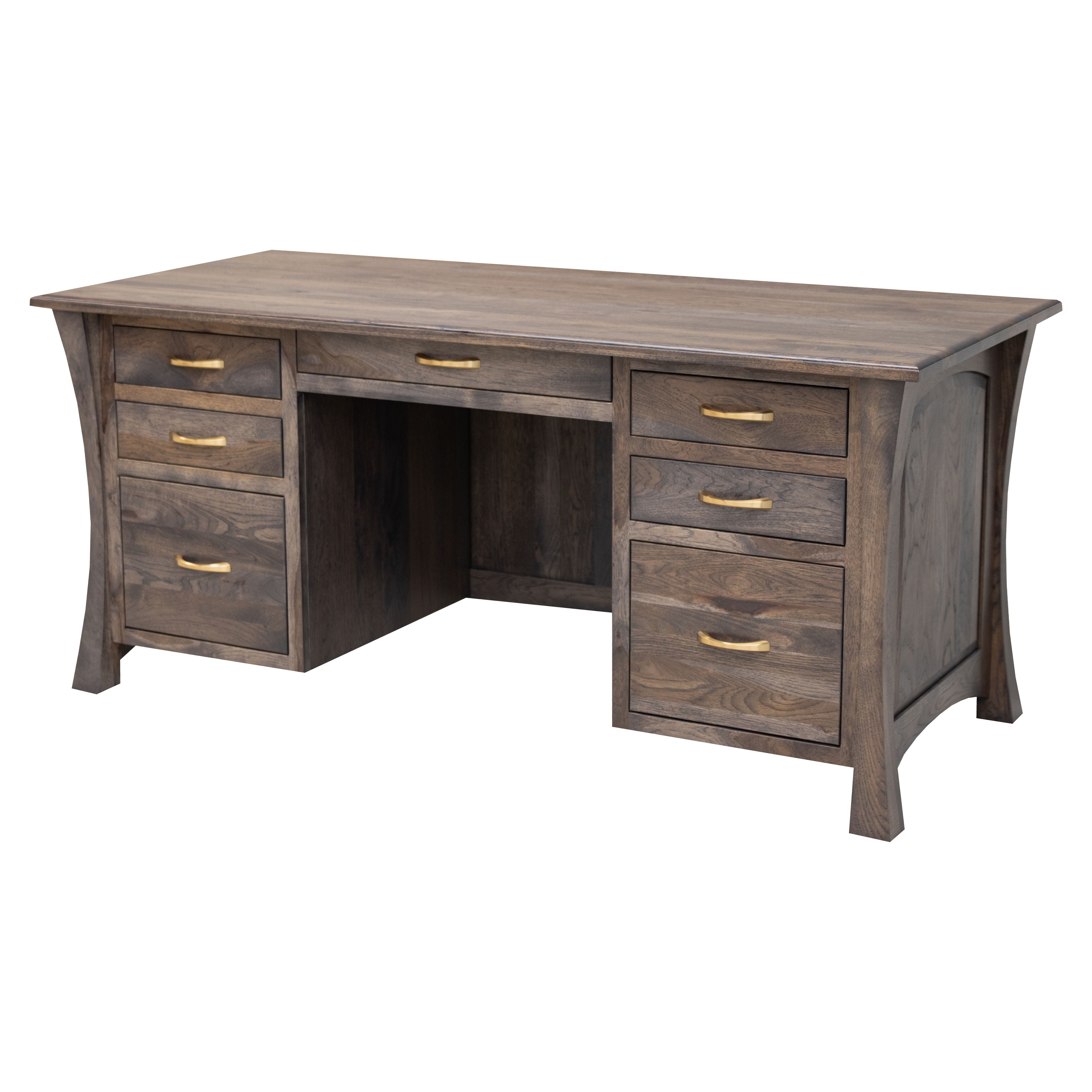 Brooklyn Hickory Wood Executive Desk with Panels | GS
