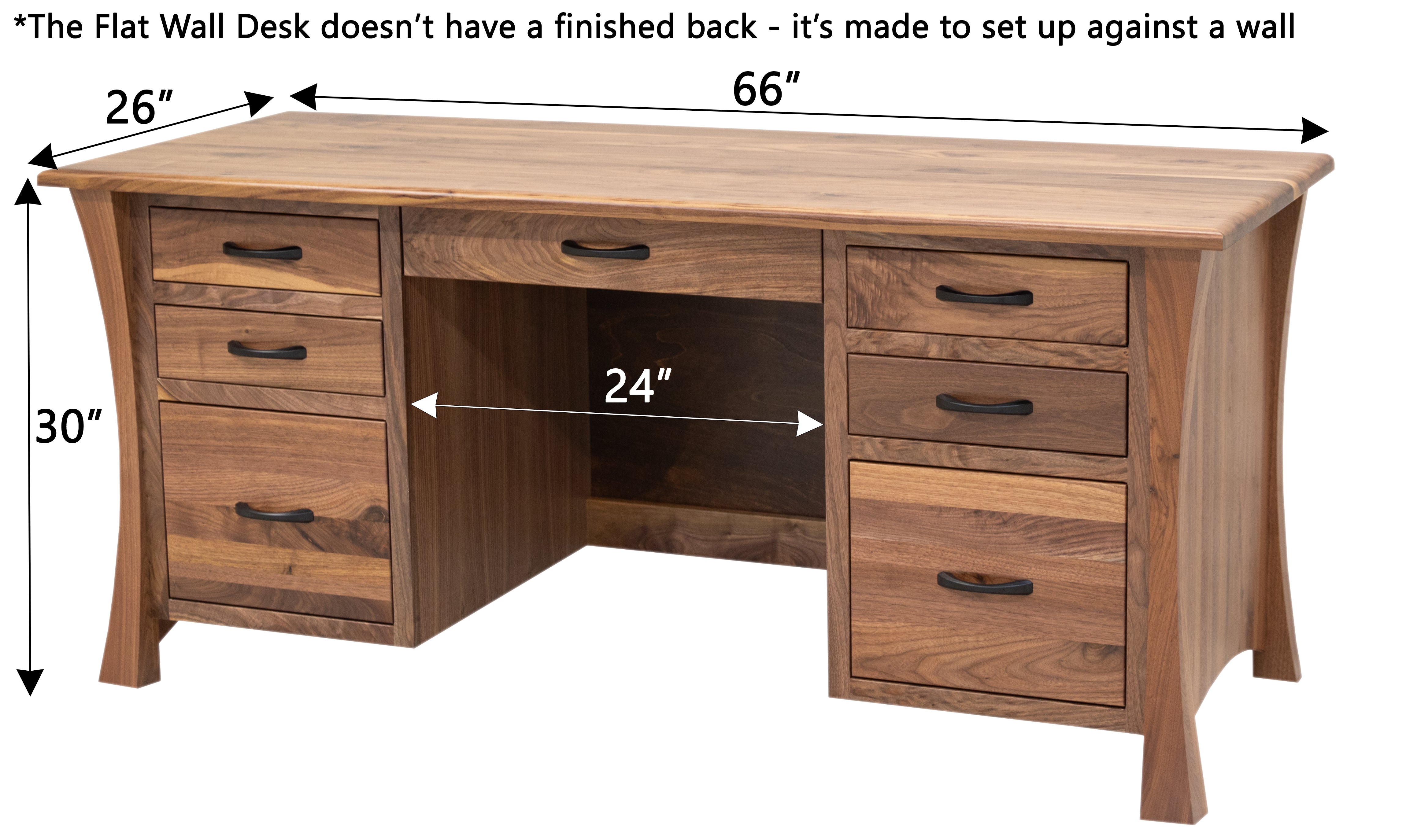 Brooklyn Rustic Walnut Wood Flat Wall Desk with Natural Finish