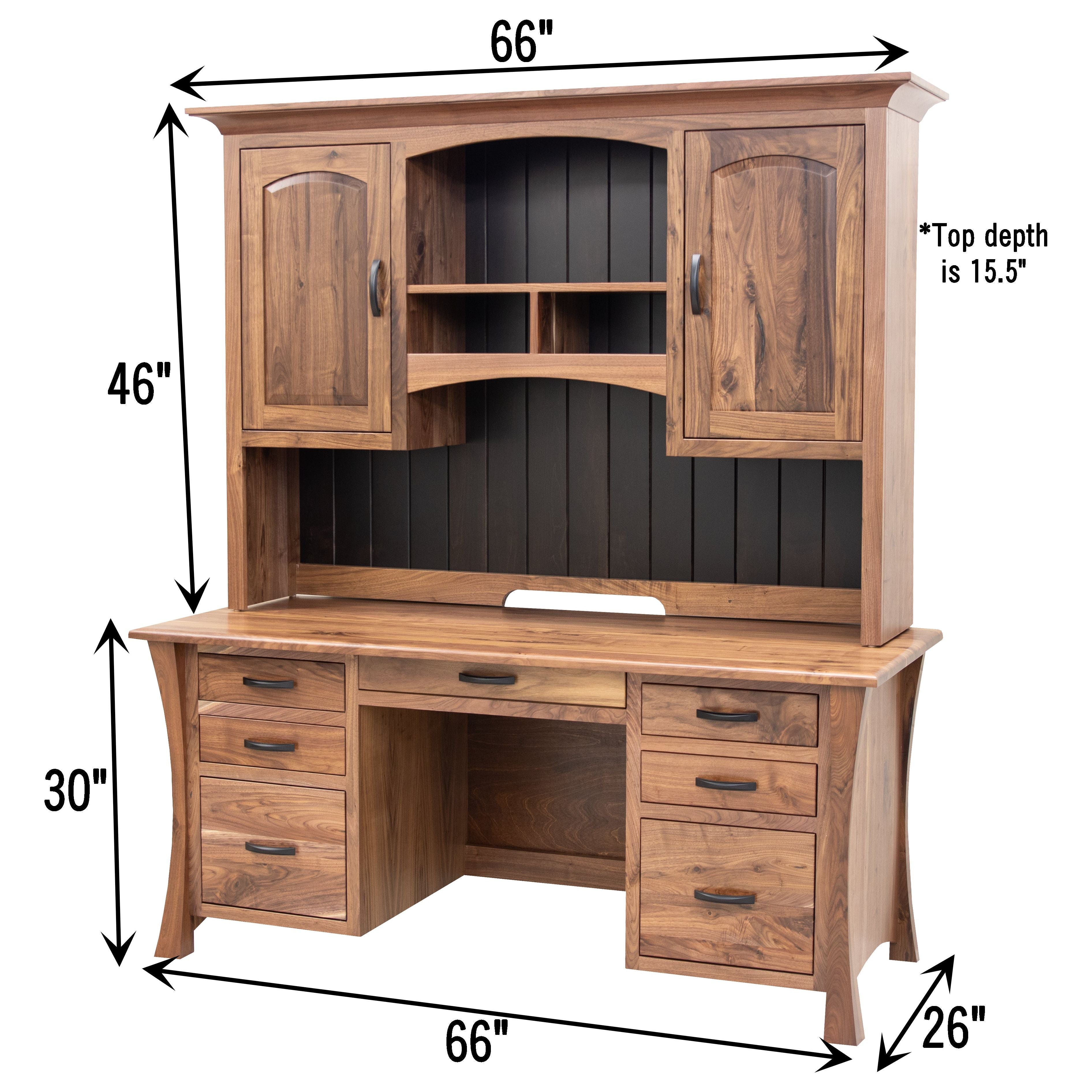 Brooklyn Flat Wall Desk with Hutch Top