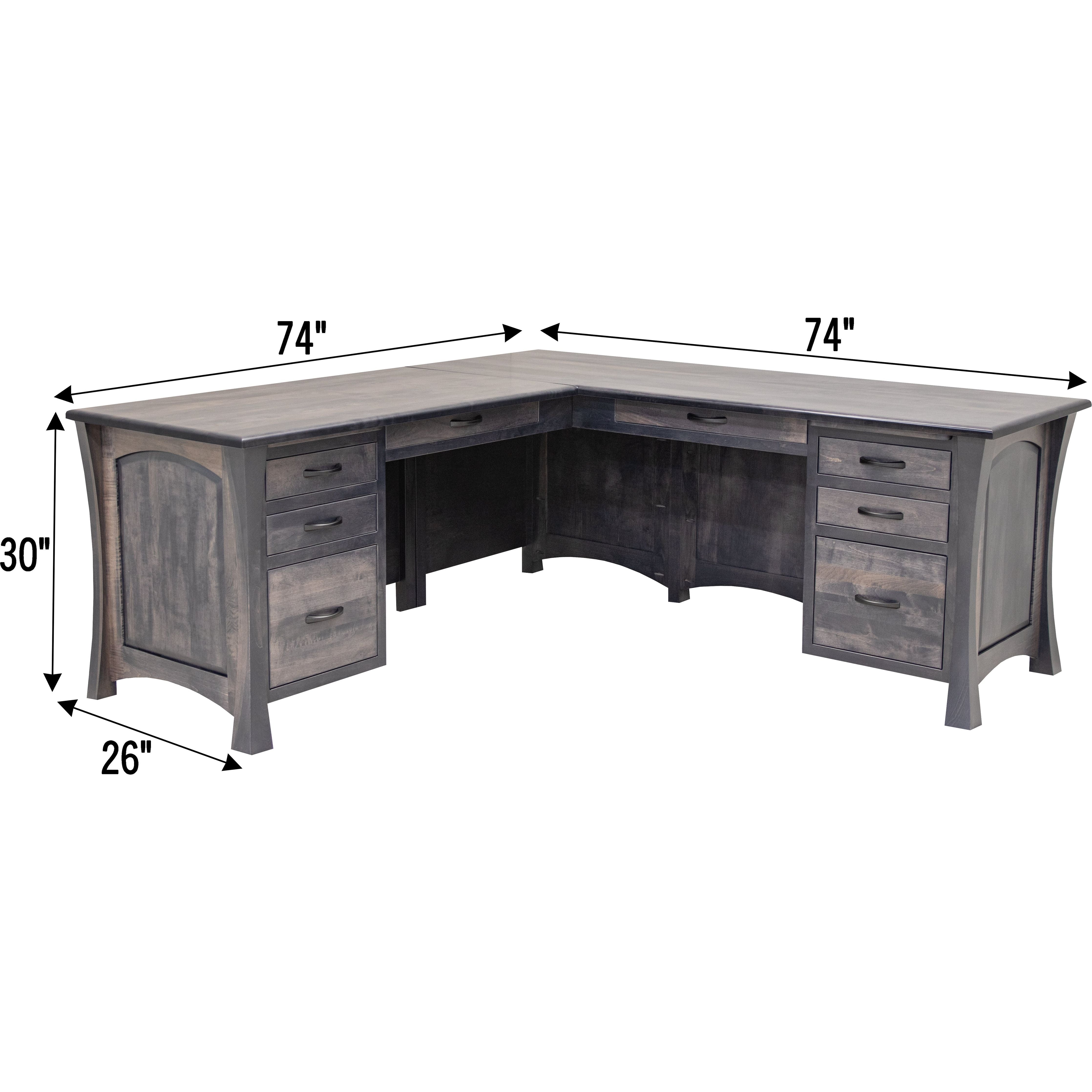 Brooklyn L Desk with Paneled Sides