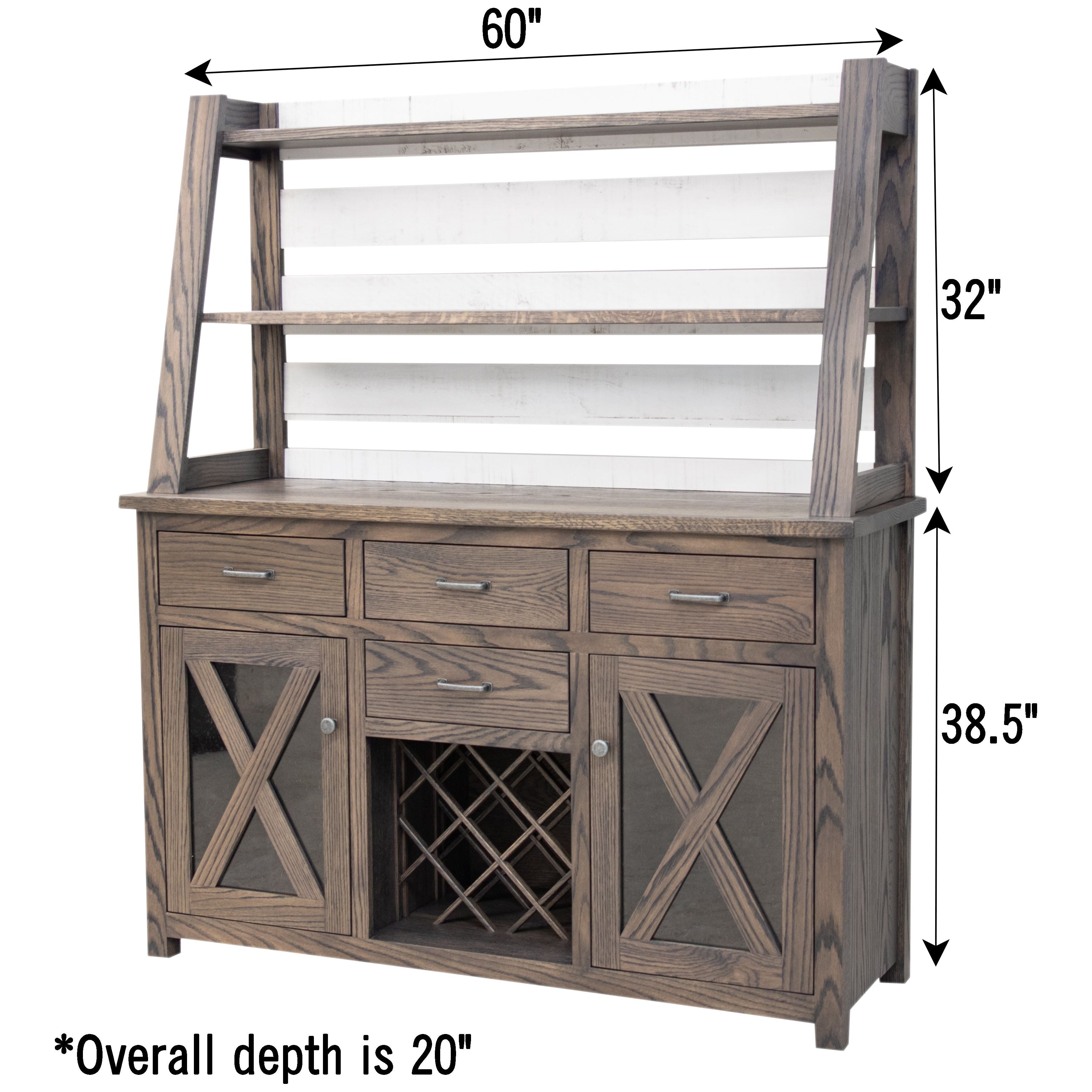 Farmhouse Wine Buffet with Hutch Topper - SHOWROOM MODEL