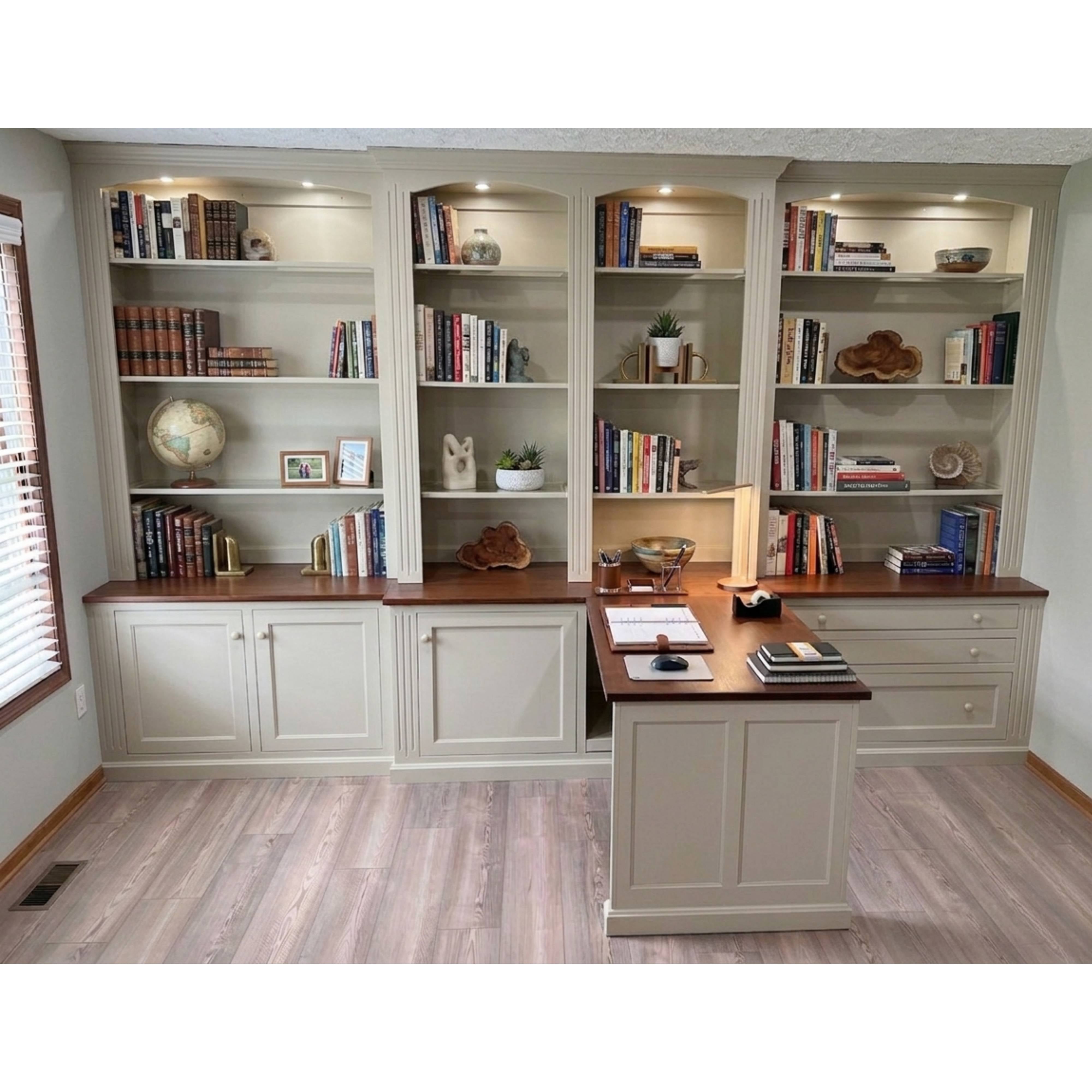 Custom Built - In Maple Fluted Partners Desk with Storage