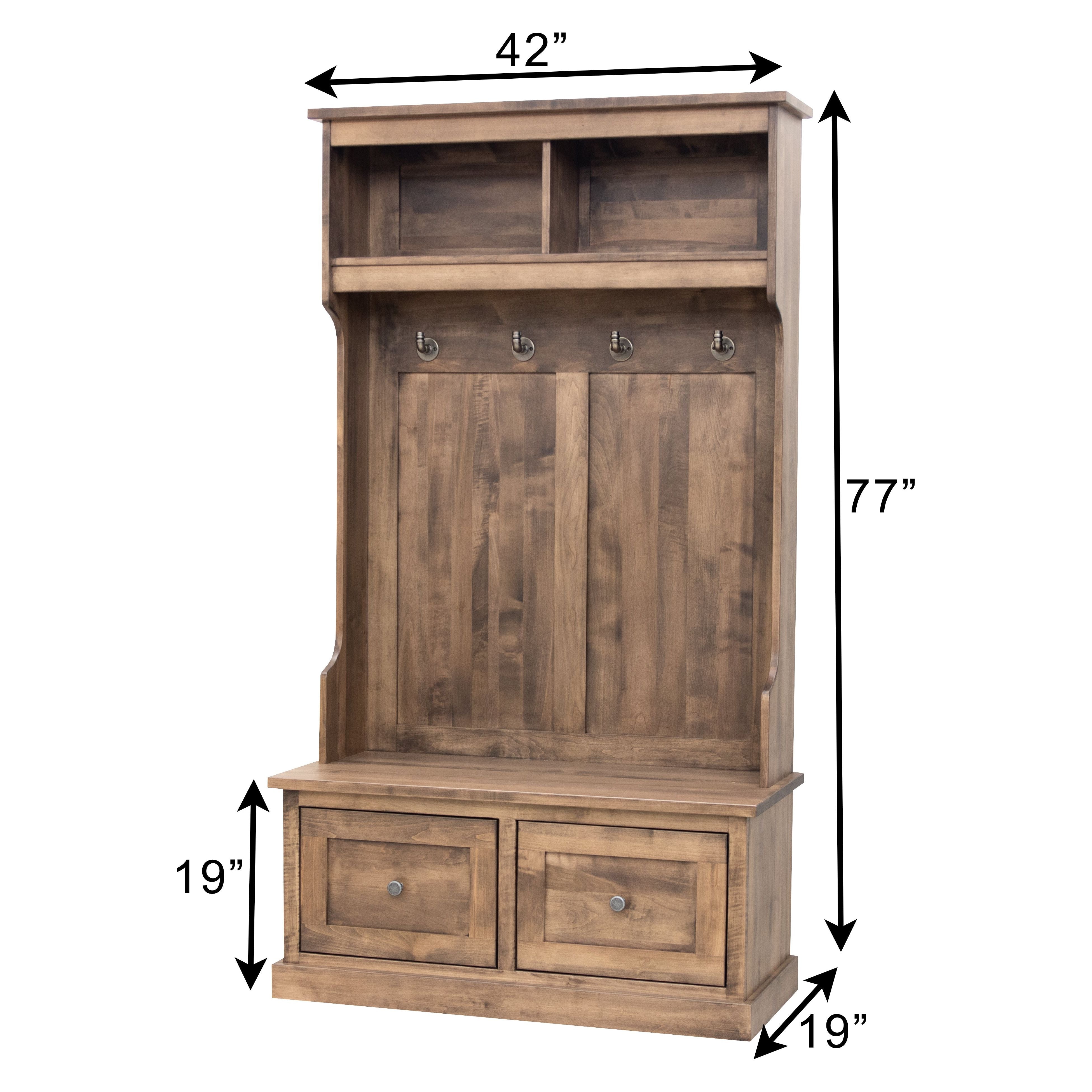 Hartford Maple Wood Hall Tree Bench in Cocoa Light