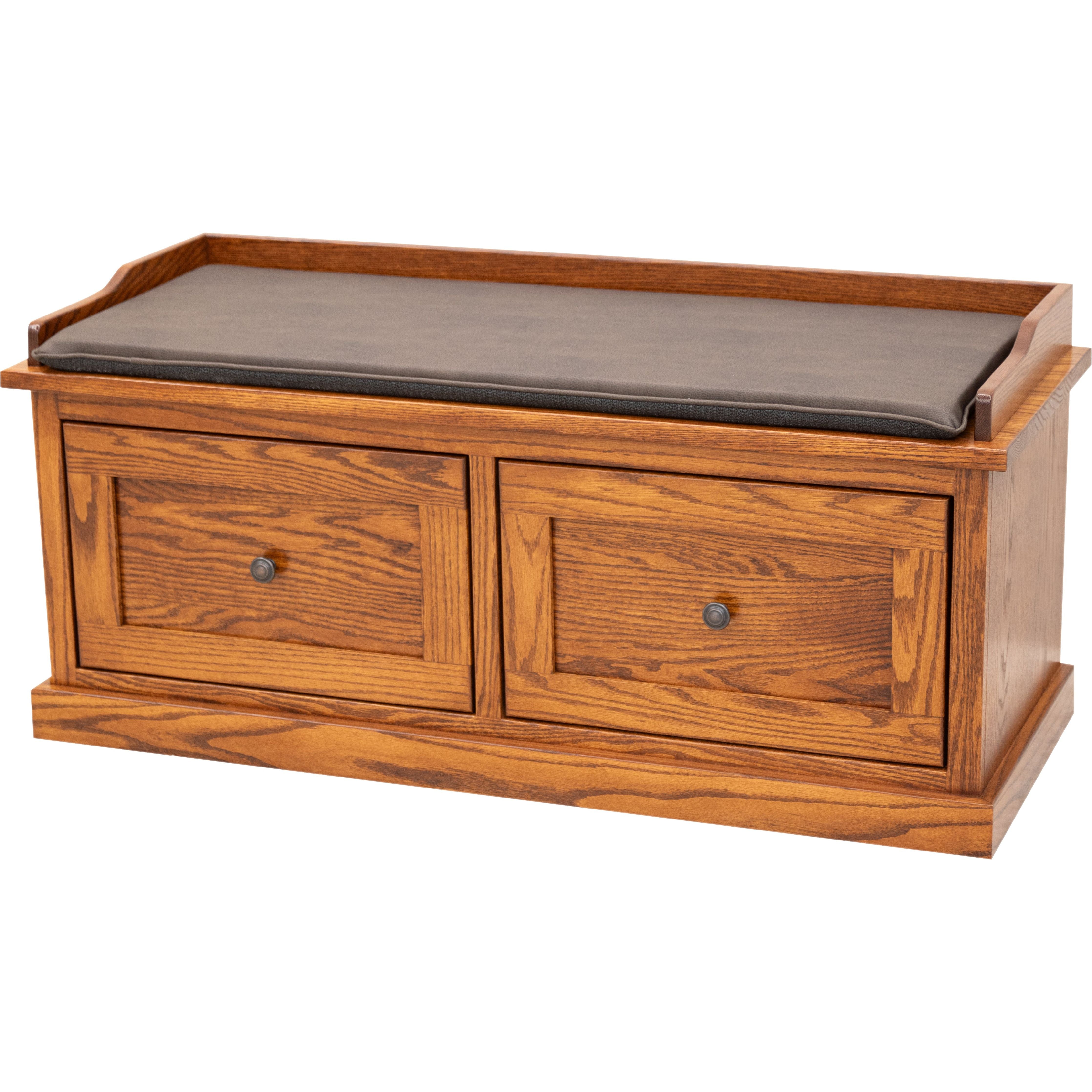 Hartford Solid Oak Wood Mudroom Storage Bench in Cherry Color