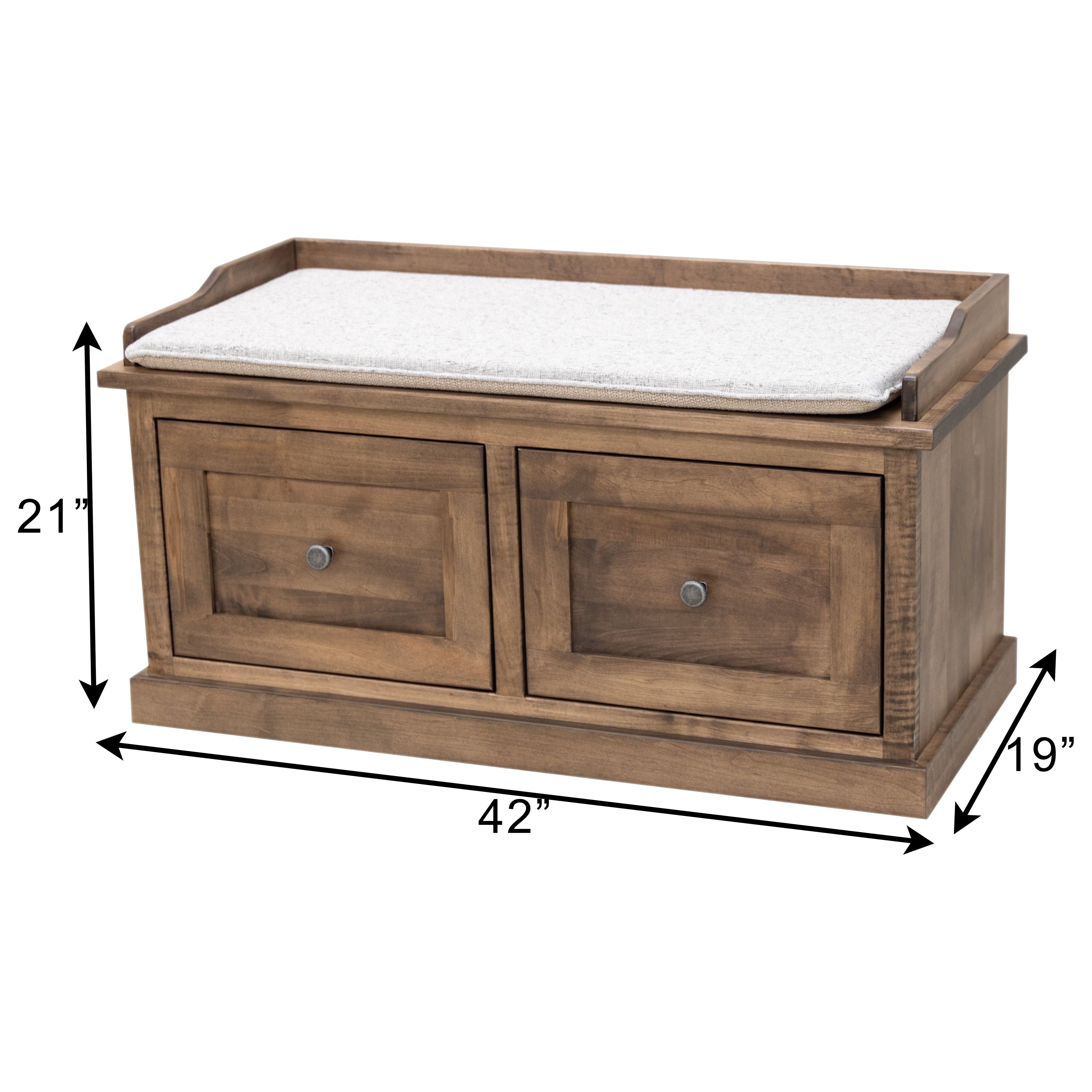 Hartford Solid Oak Wood Mudroom Storage Bench in Cherry Color