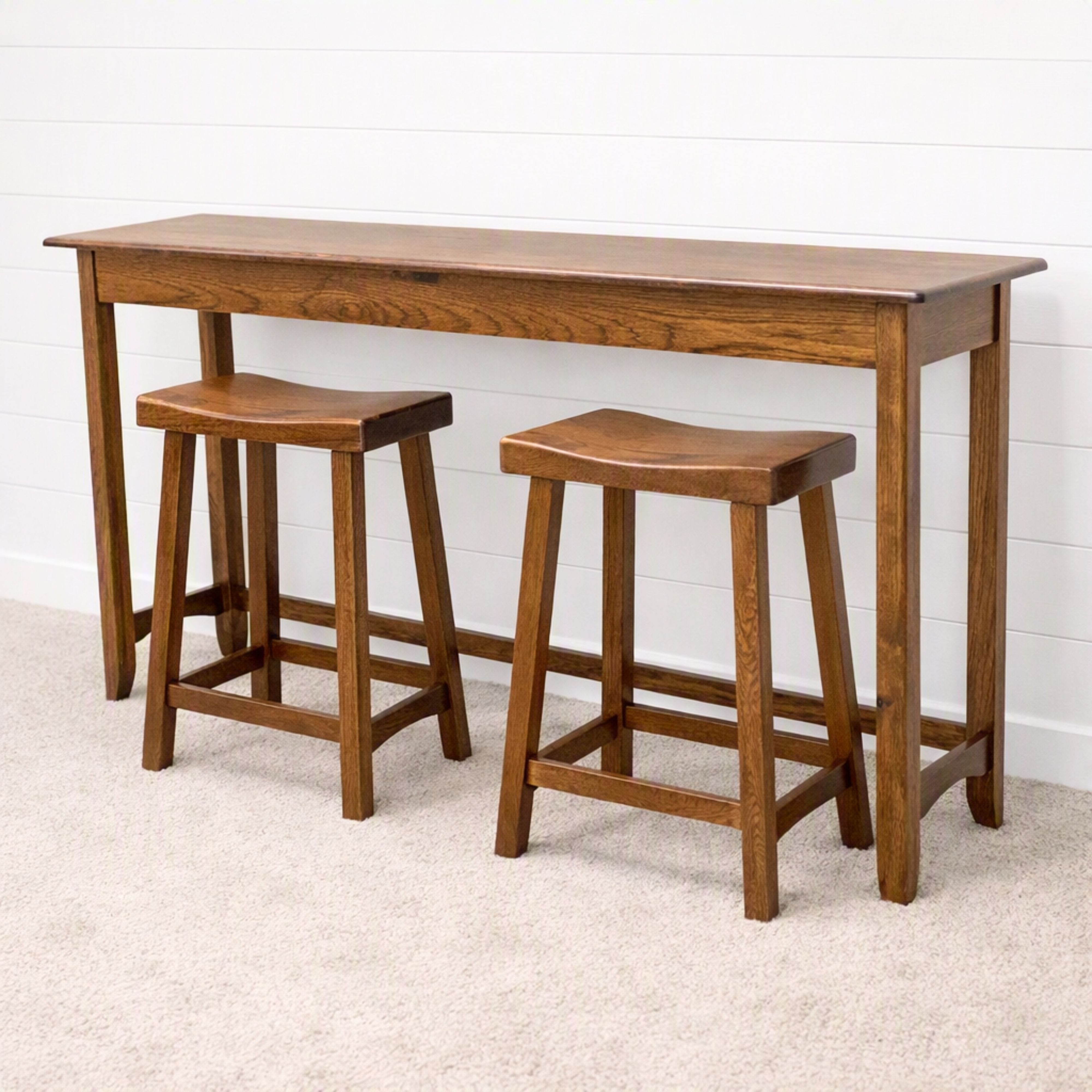 Austin Brown Hickory Sofa Bar Table with Stools - ASB