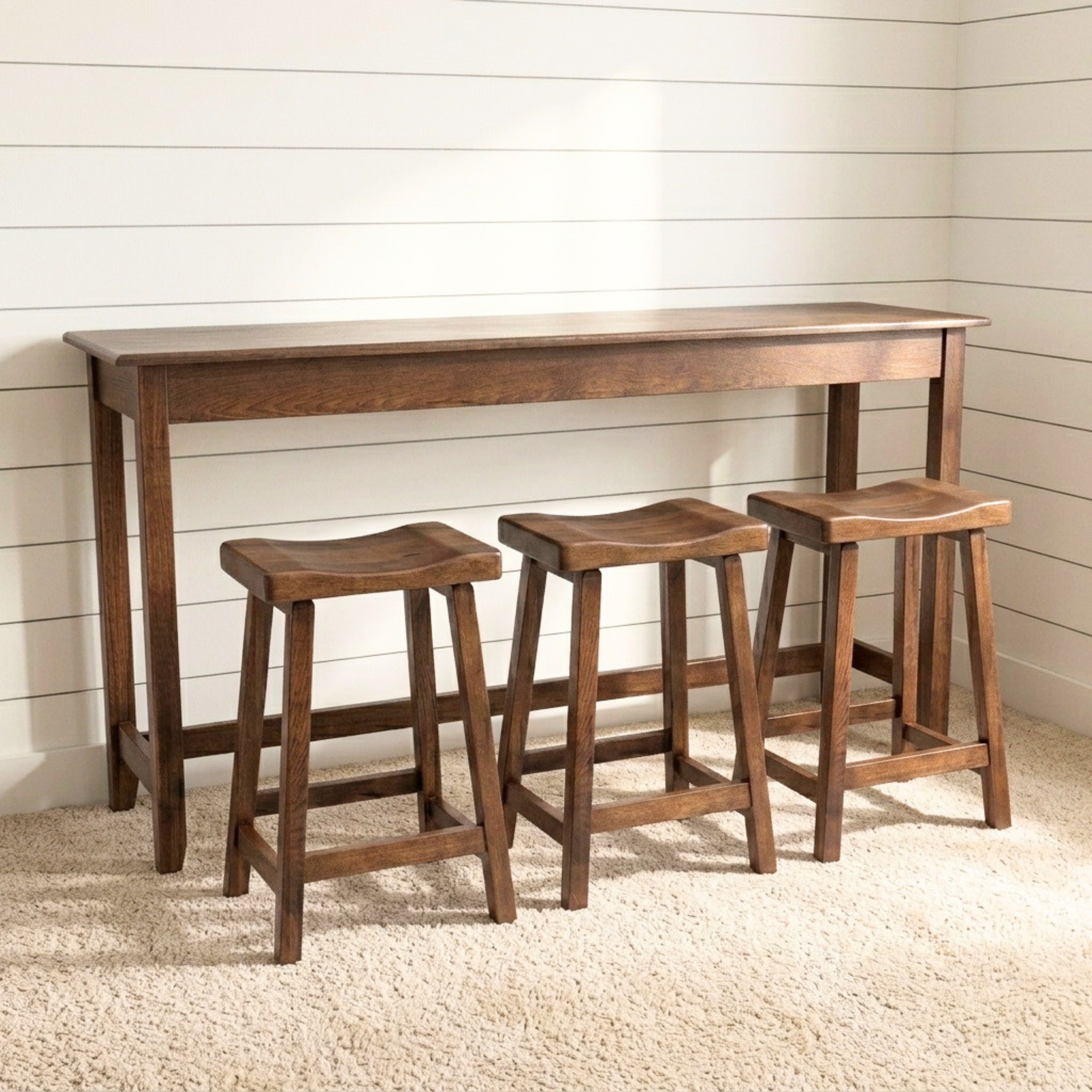 Austin Dark Hickory Sofa Bar with Stools - BV