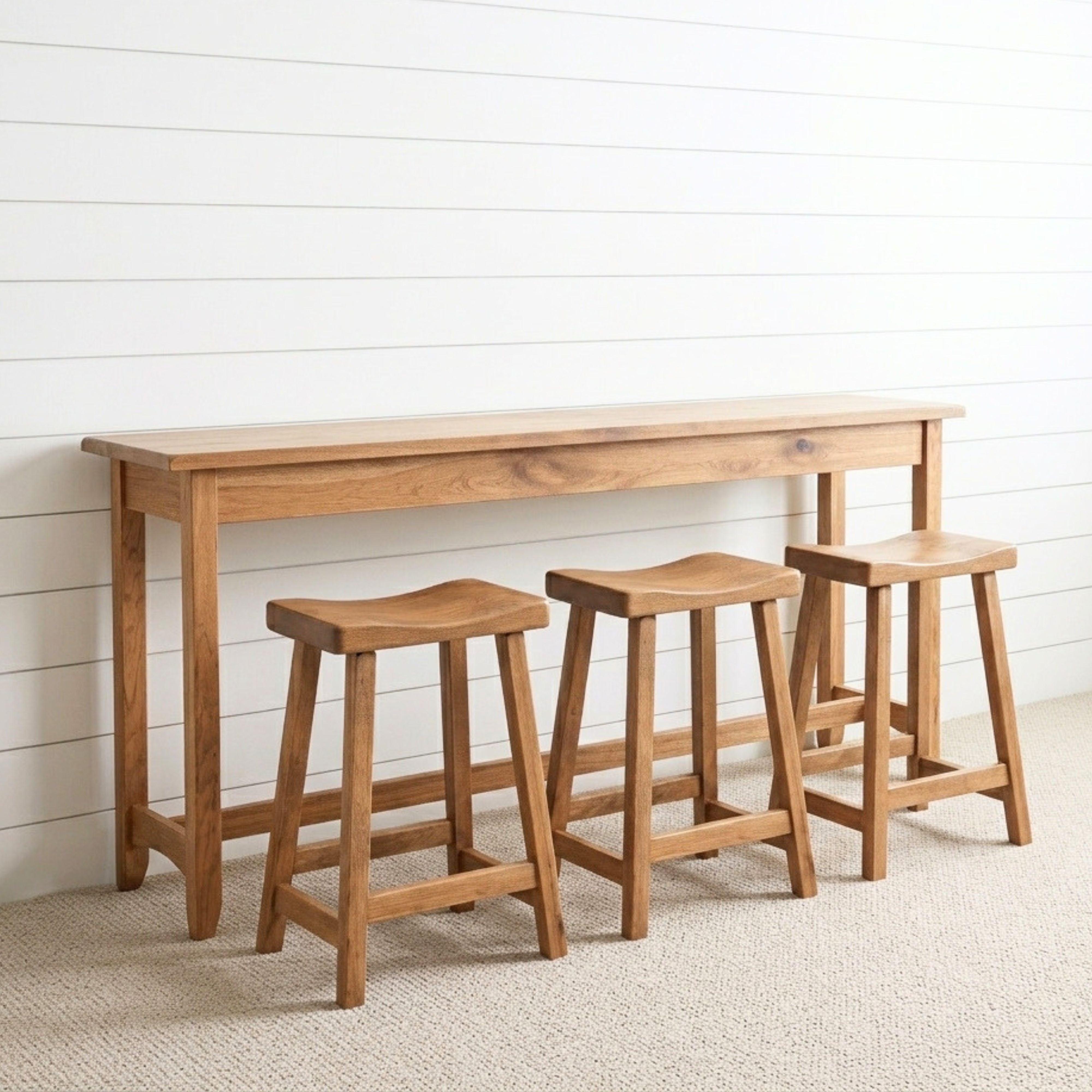 Austin Hickory Wood Sofa Bar with Stools - WB