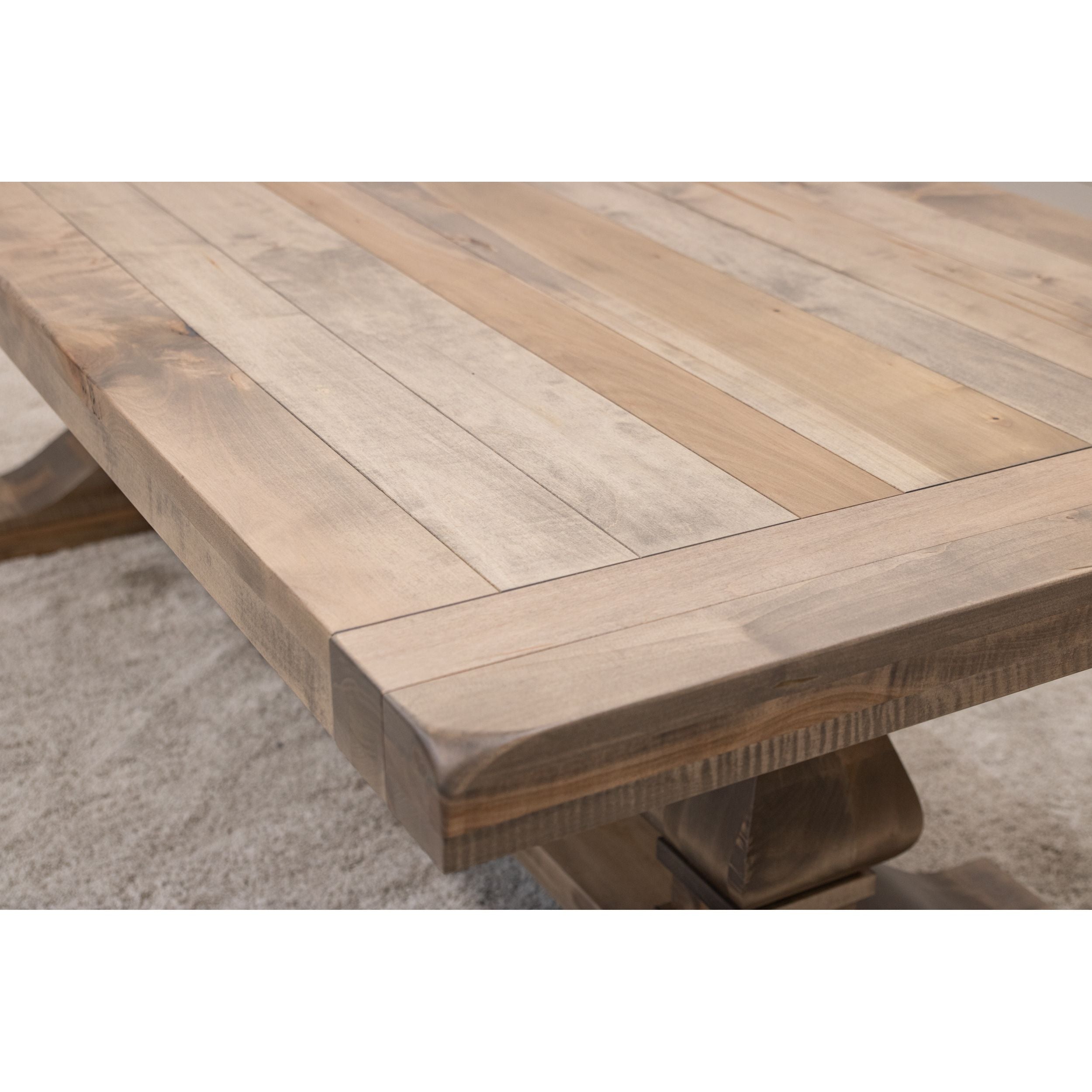 Hillside Maple Wood Large Modern Double Pedestal Extending Dining Table | DS