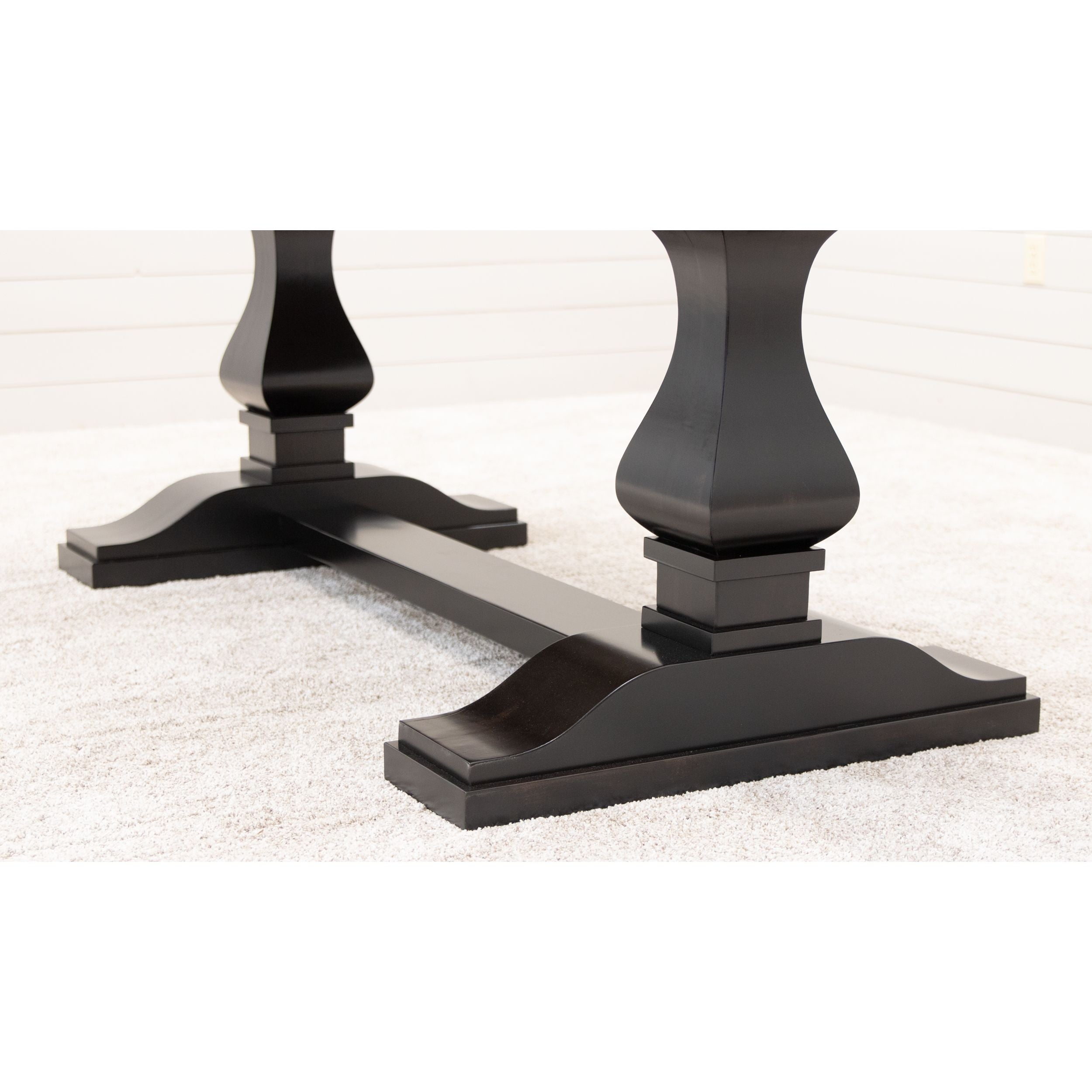 Hillside Black & Wood Large Modern Double Pedestal Extending Dining Table | M-EB&C-MC