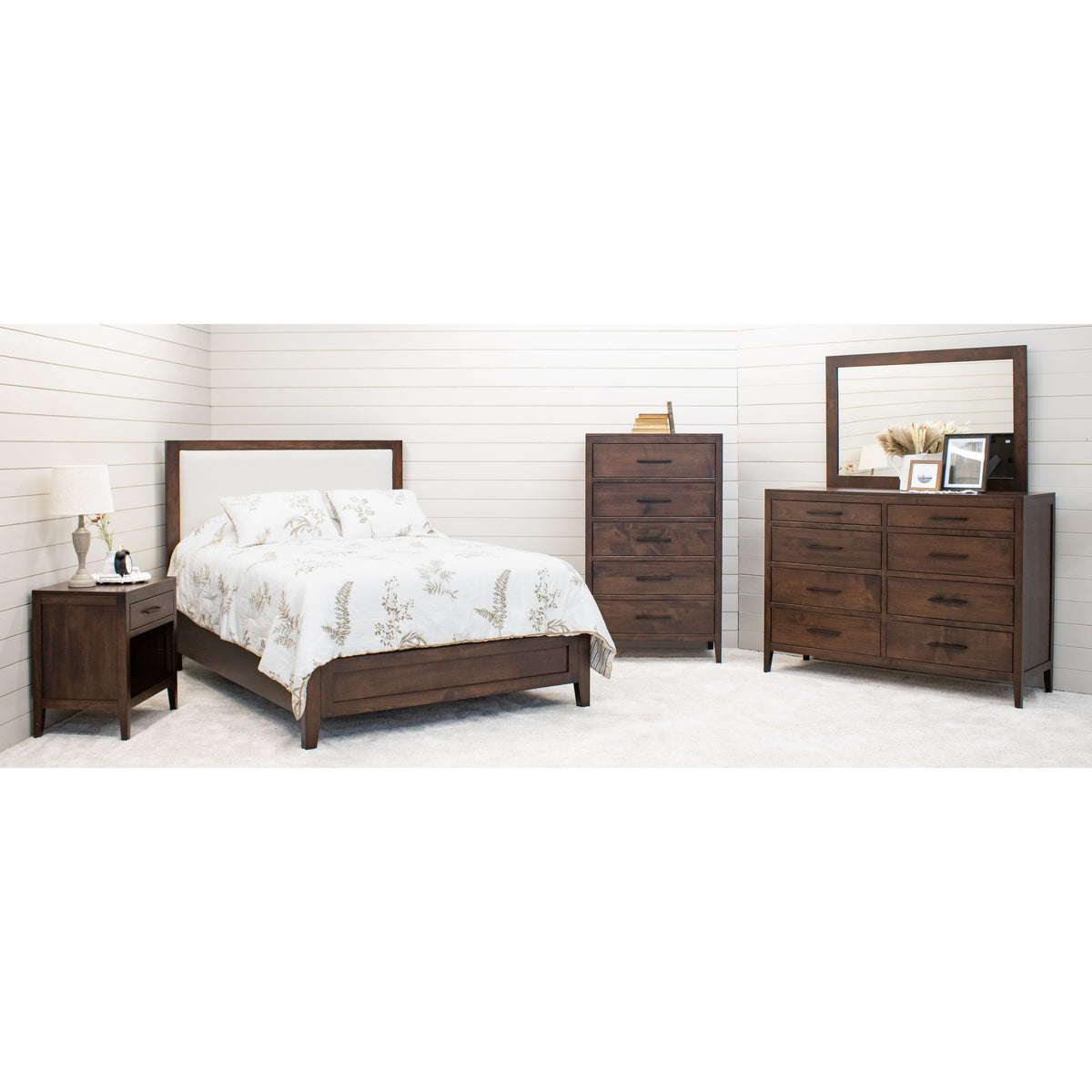 Hilton King Maple Wood Bed with Upholstered Headboard | BV