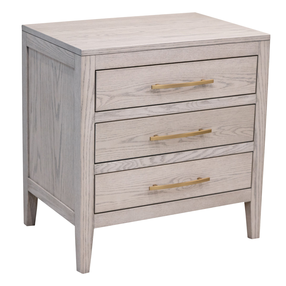 Hilton Oak Wood 3-Drawer Nightstand | SS