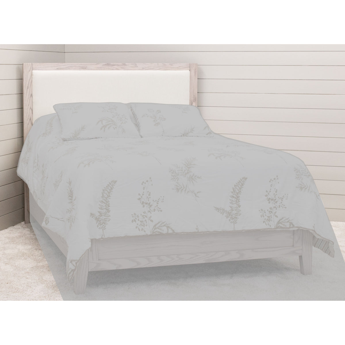Hilton Full Oak Wood Bed with Upholstered Headboard | SS