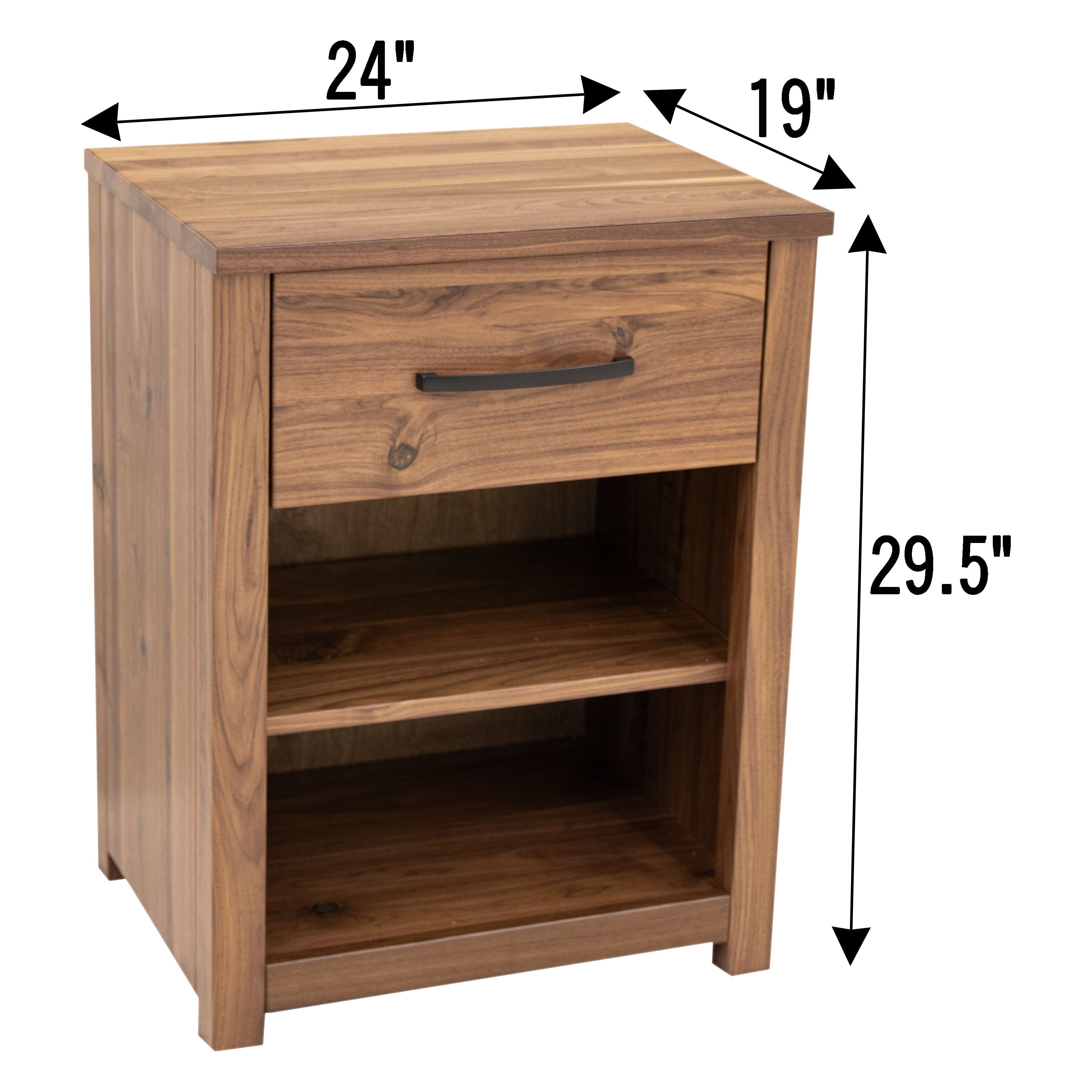 Hudson 1-Drawer, Open Nightstand