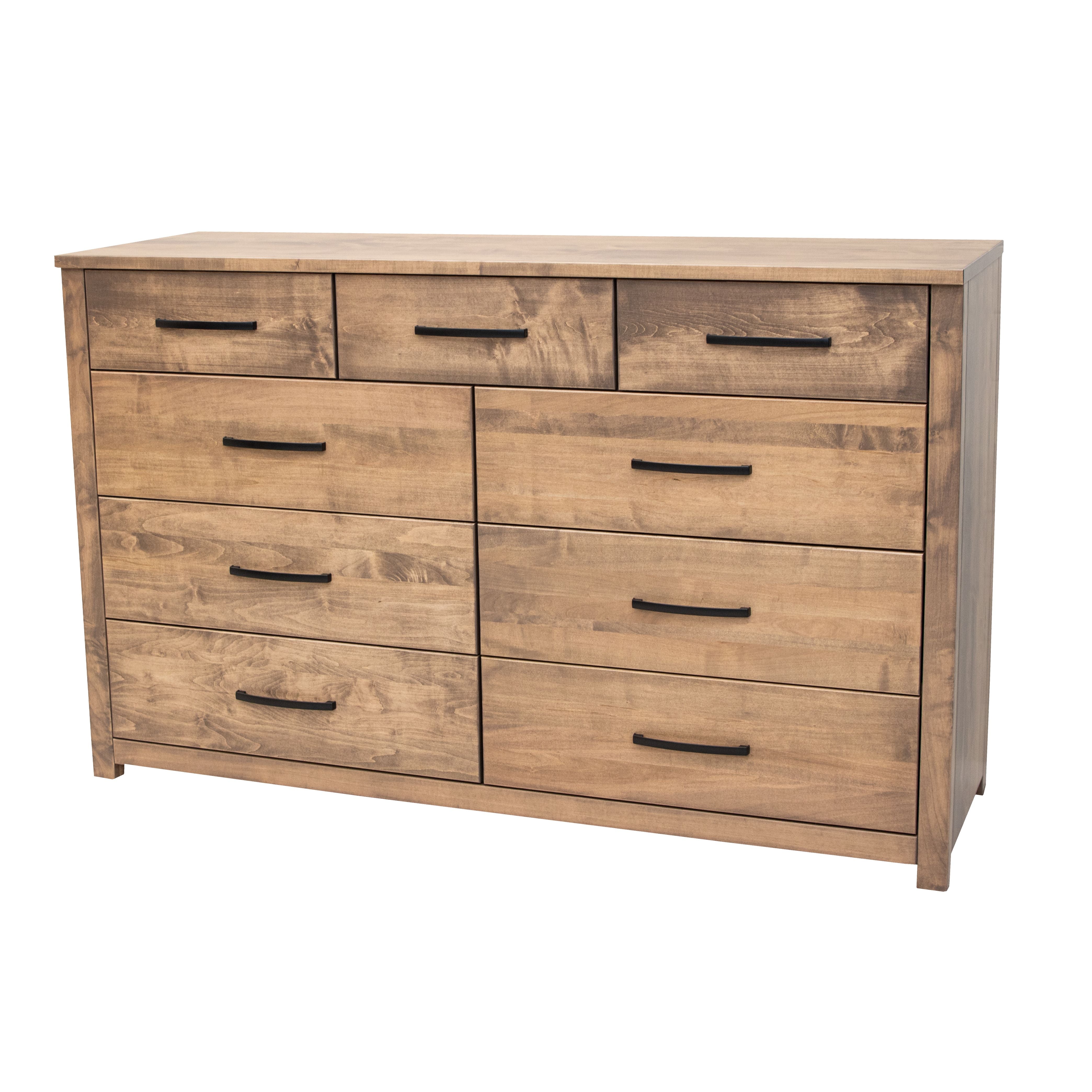 Hudson Solid Maple Wood 9-Drawer Tall Dresser in Willowbend