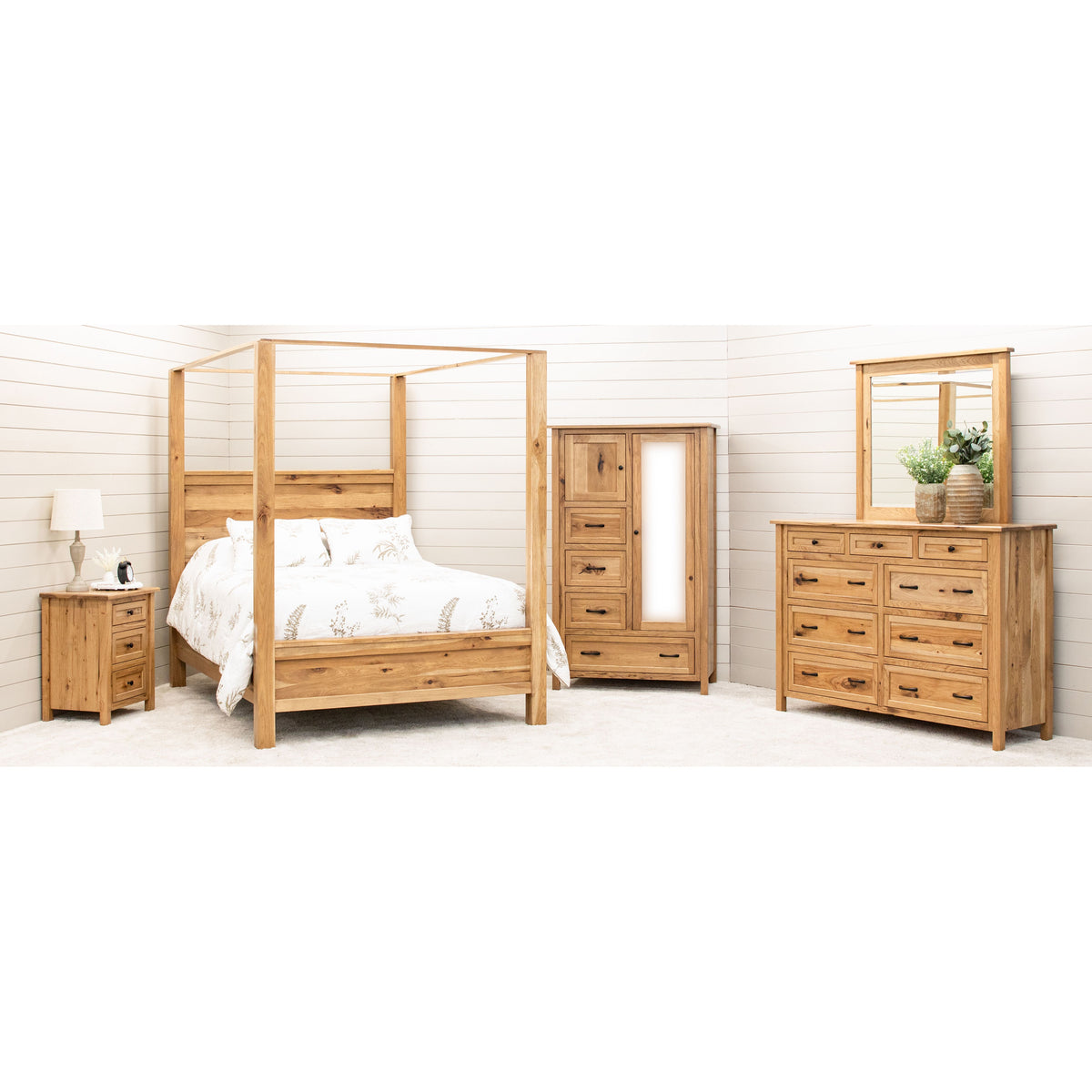 Jackson Full Hickory Wood Four Poster Canopy Bed | WB
