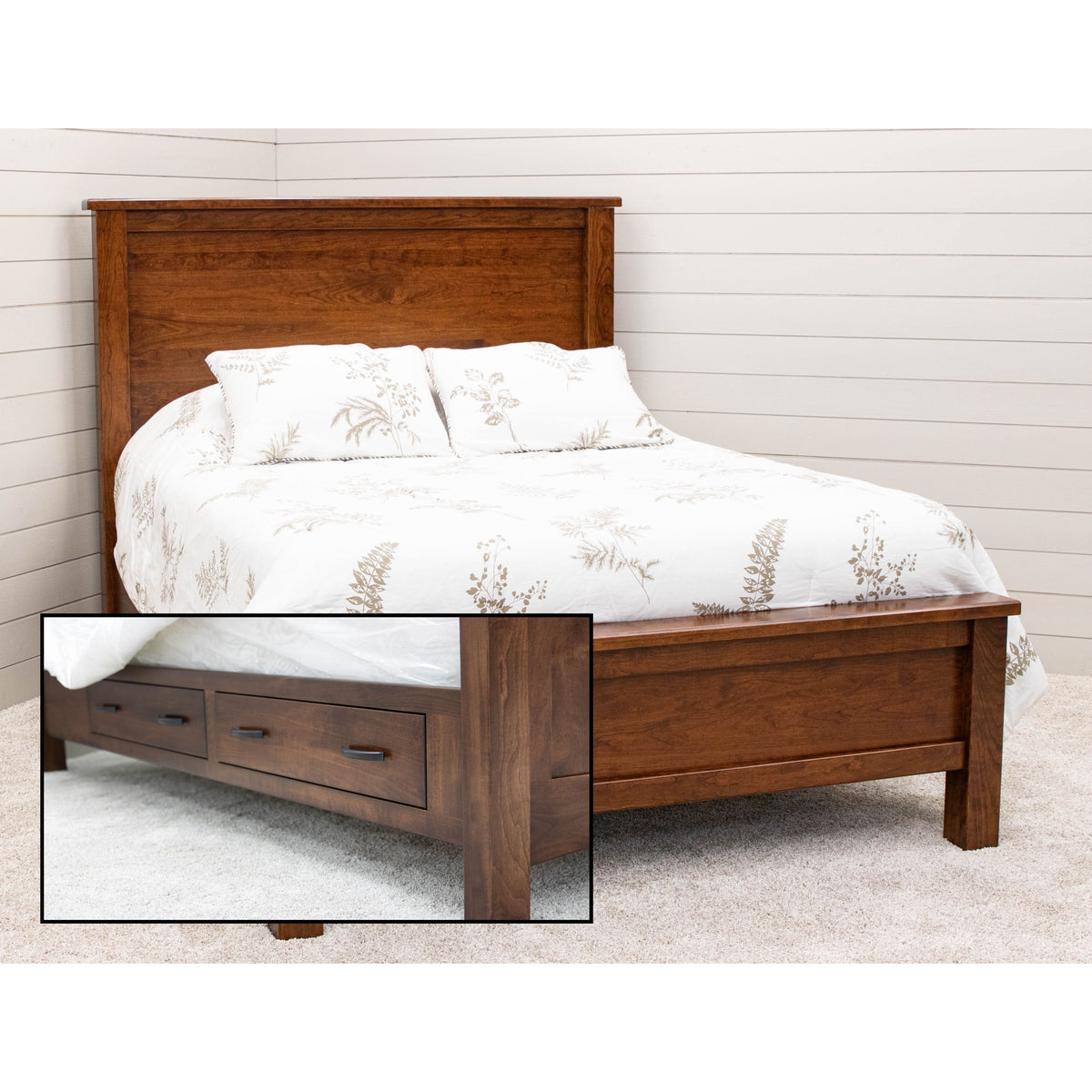 Jackson California King Cherry Wood Storage Platform Bed | ASB