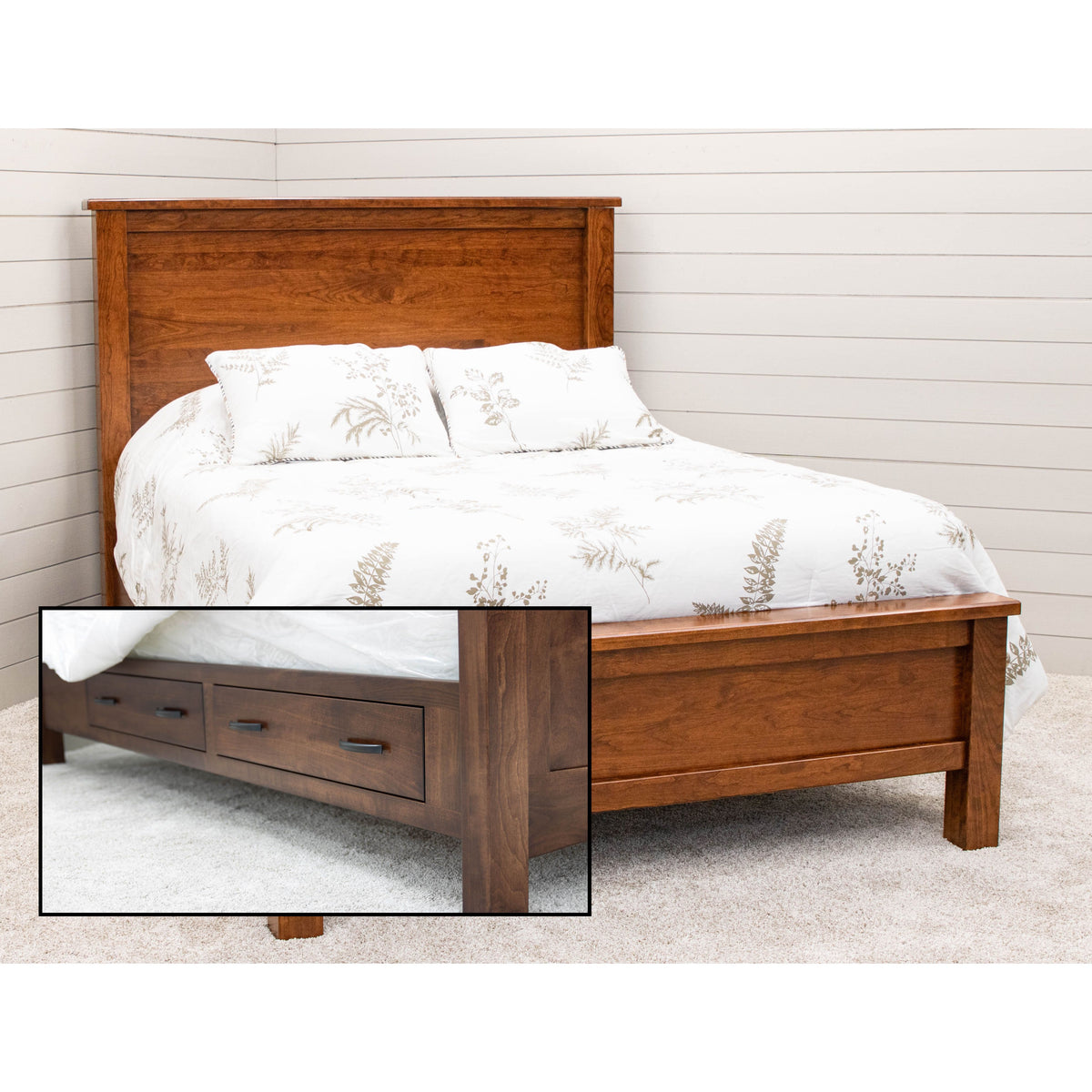 Jackson Queen Cherry Wood Storage Platform Bed | MC