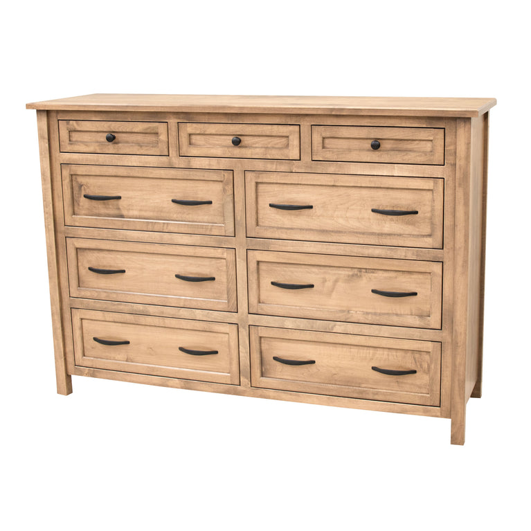 Jackson 9-Drawer Solid Maple Wood Tall Dresser in Willowbend