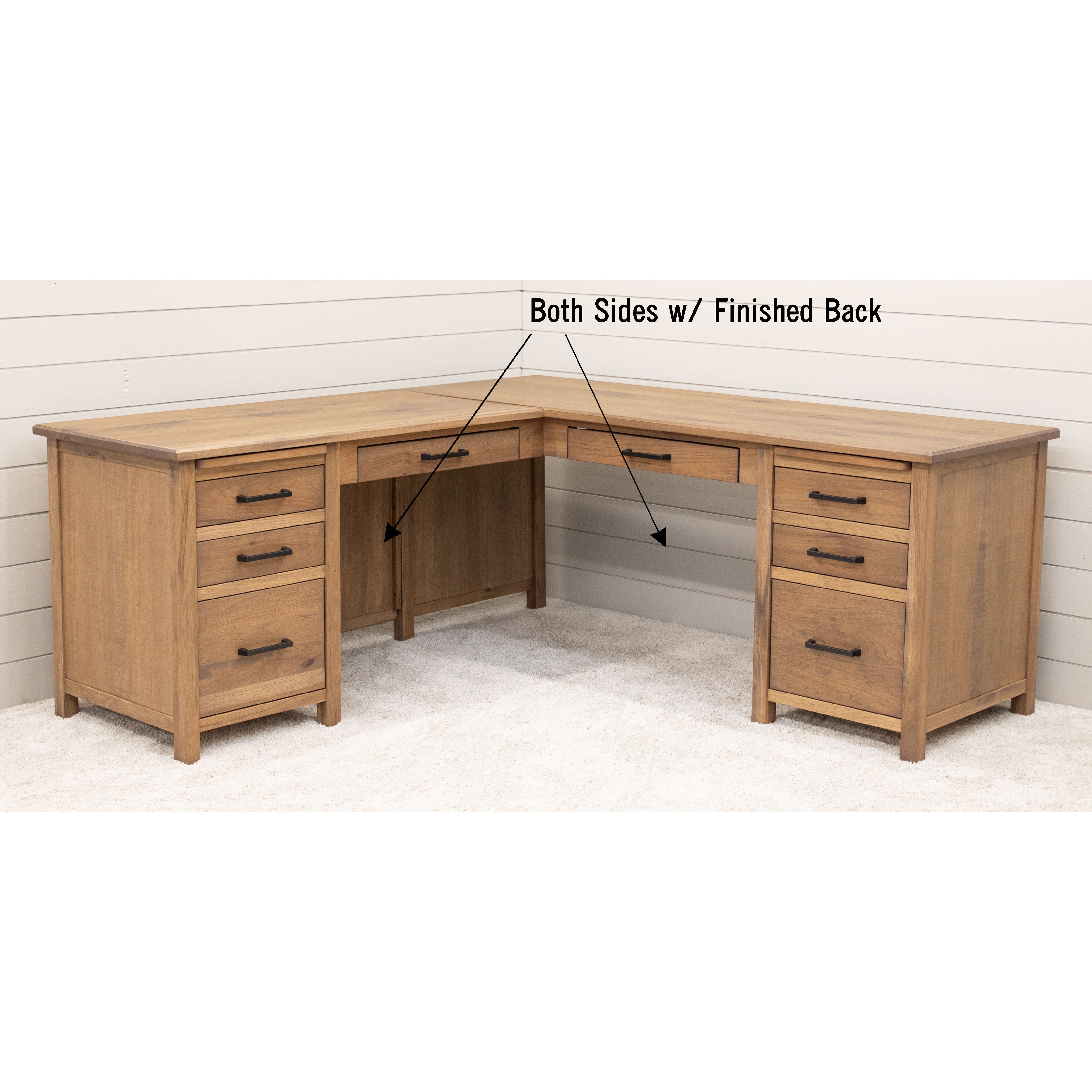 Manhattan Oak Wood L Desk with Hutch Top | GY