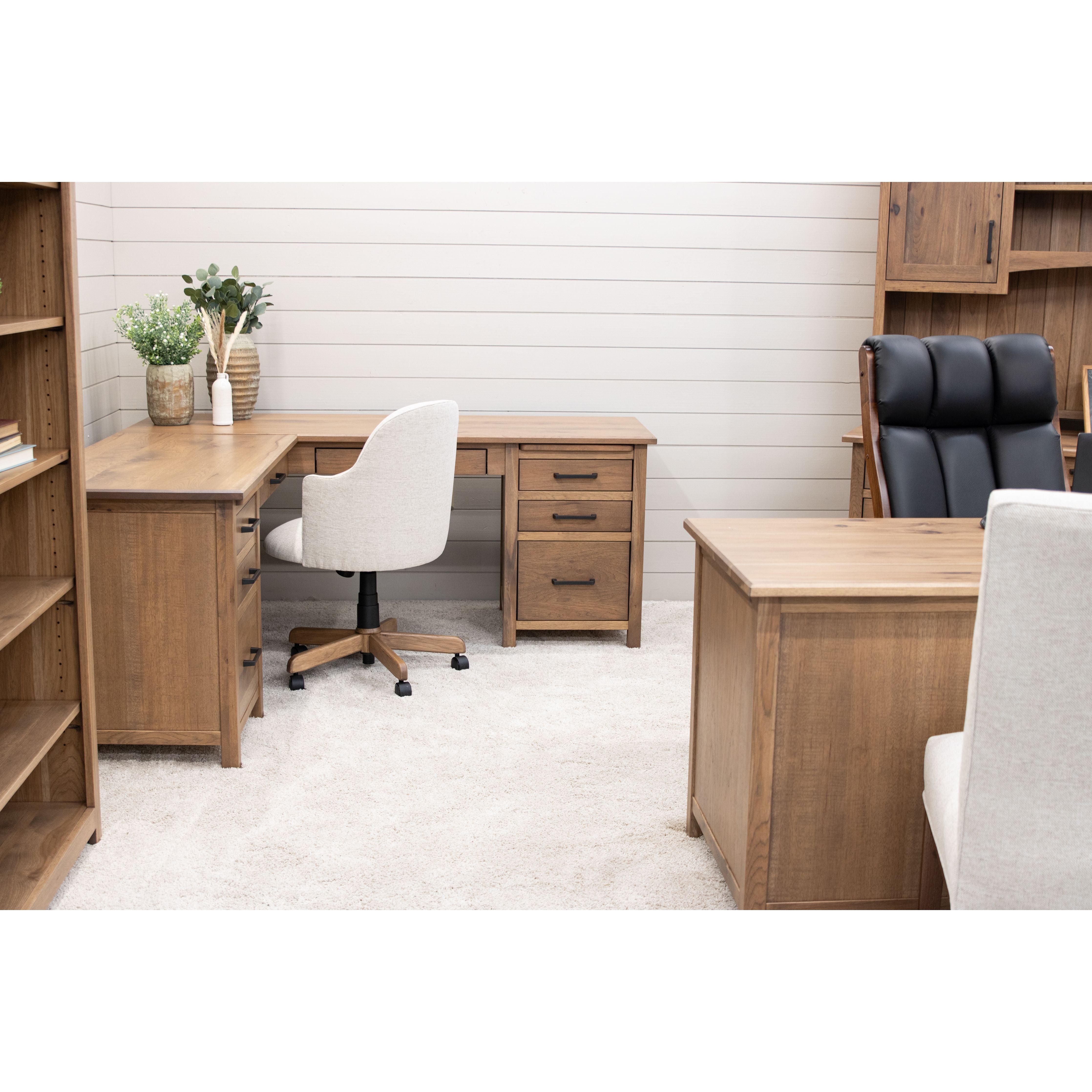 Jackson Hickory Wood L Desk | WB