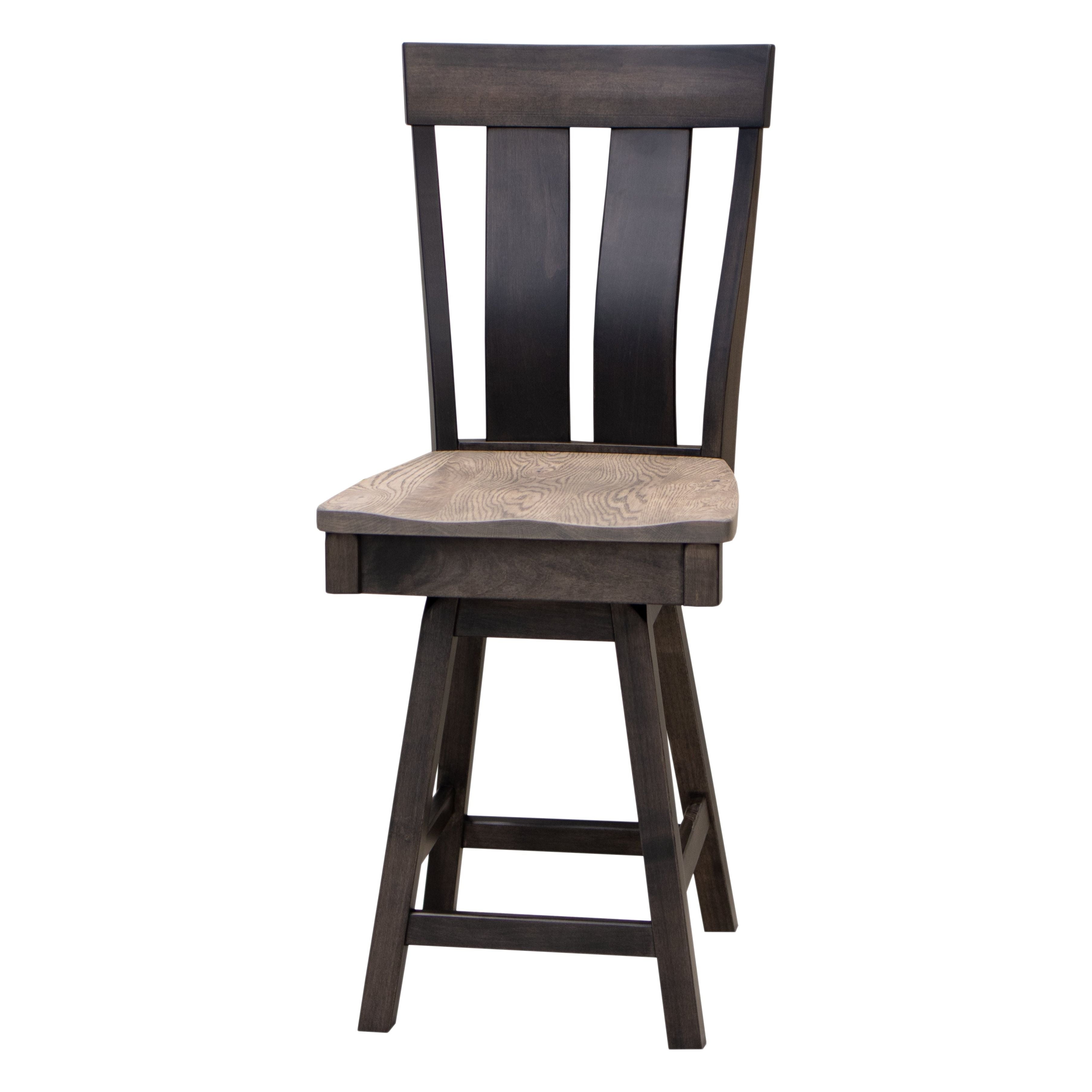 Kinglet 24" Black & Wood Swivel Bar Chair | M-DK&RWO-GRB