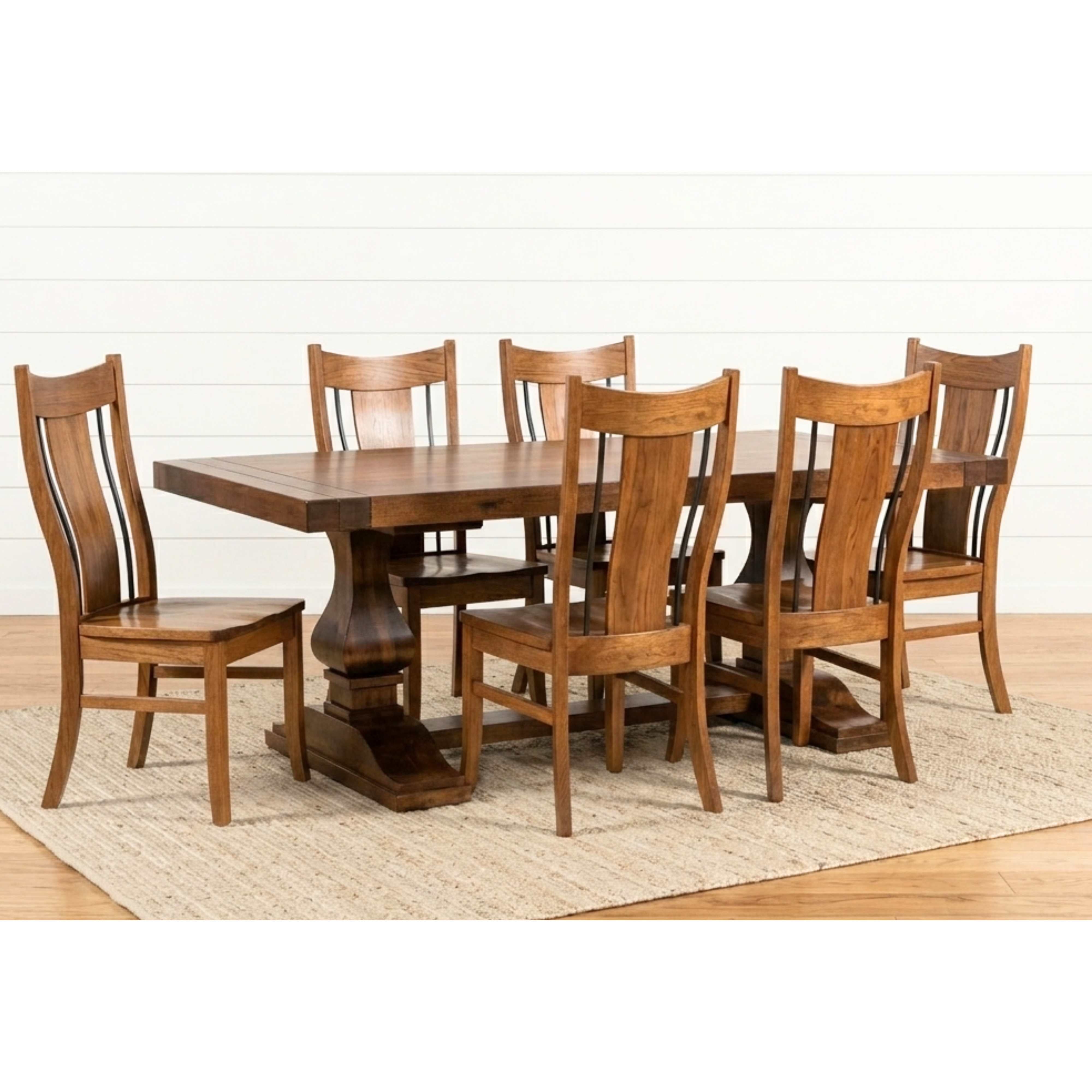 Hillside Large Modern Hickory Dining Table Set for 6-12