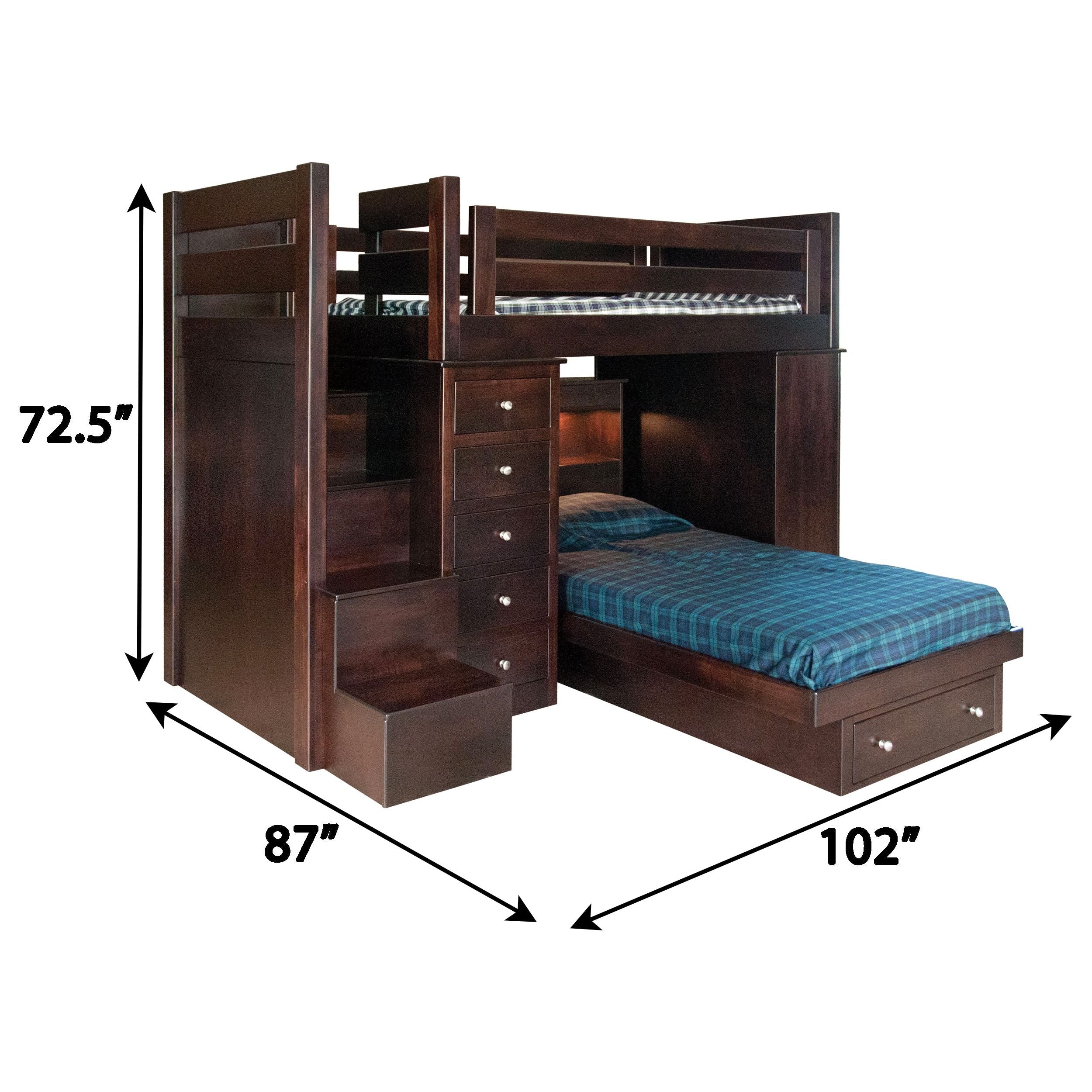 Weston Twin Over Twin Loft Bed with Step Unit