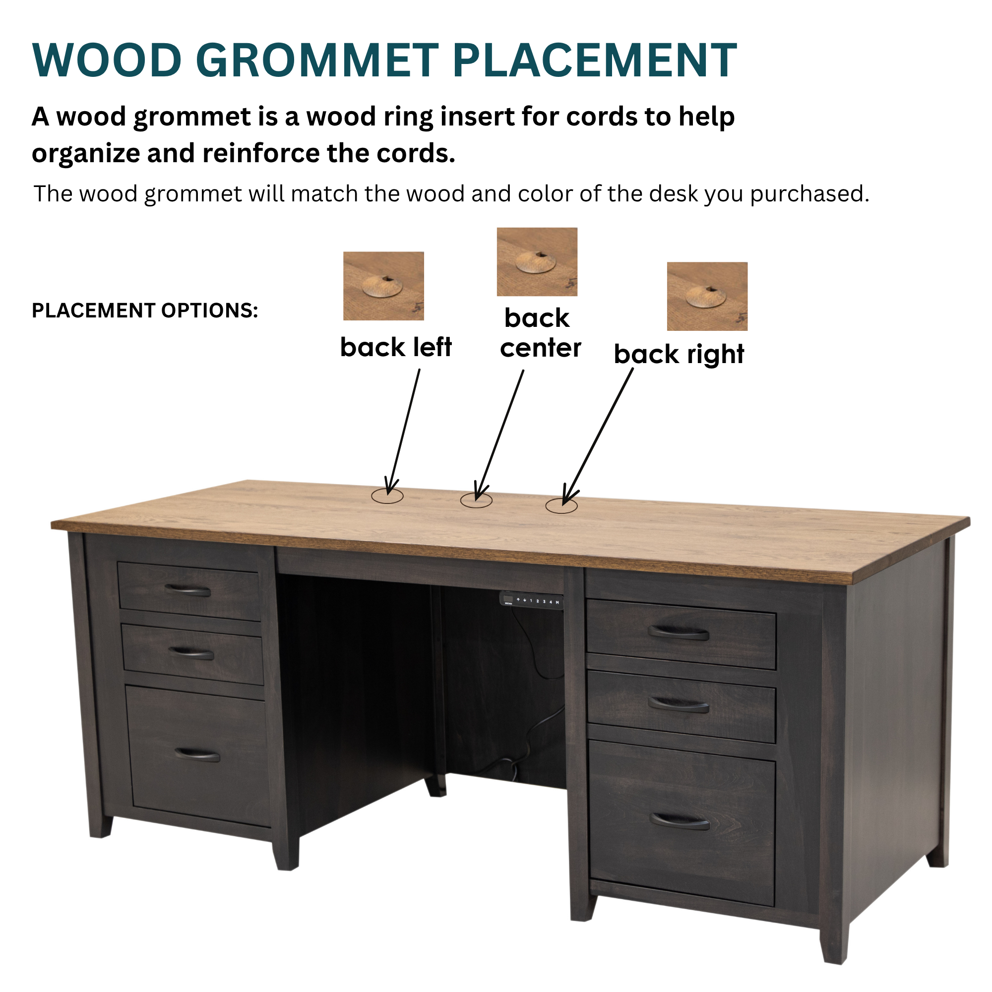 Manhattan Black & Wood Adjustable Standing Executive Desk with Drawers | M-DK&QSWO-CO
