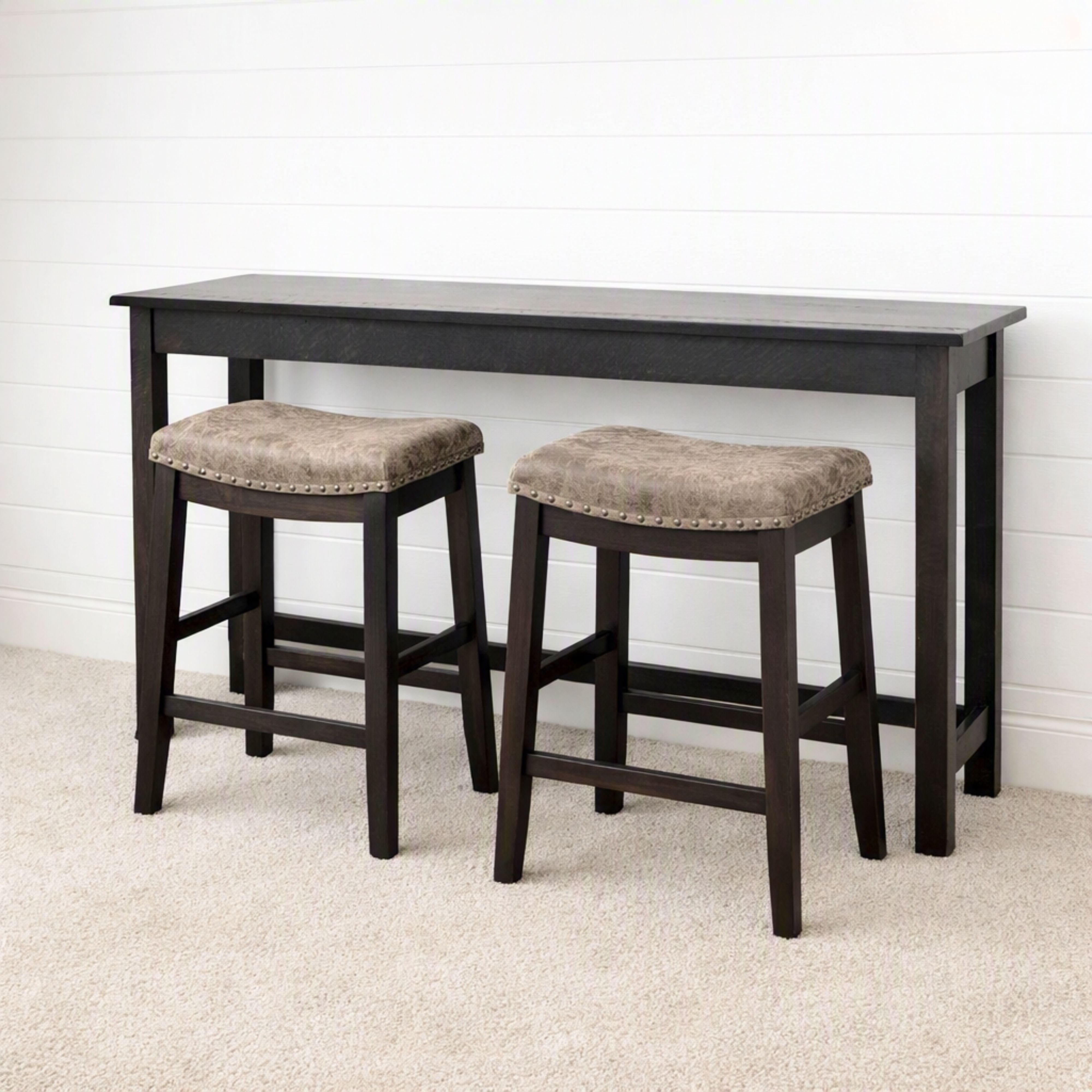 Milltown Dark Maple Sofa Bar Table with Stools - DK