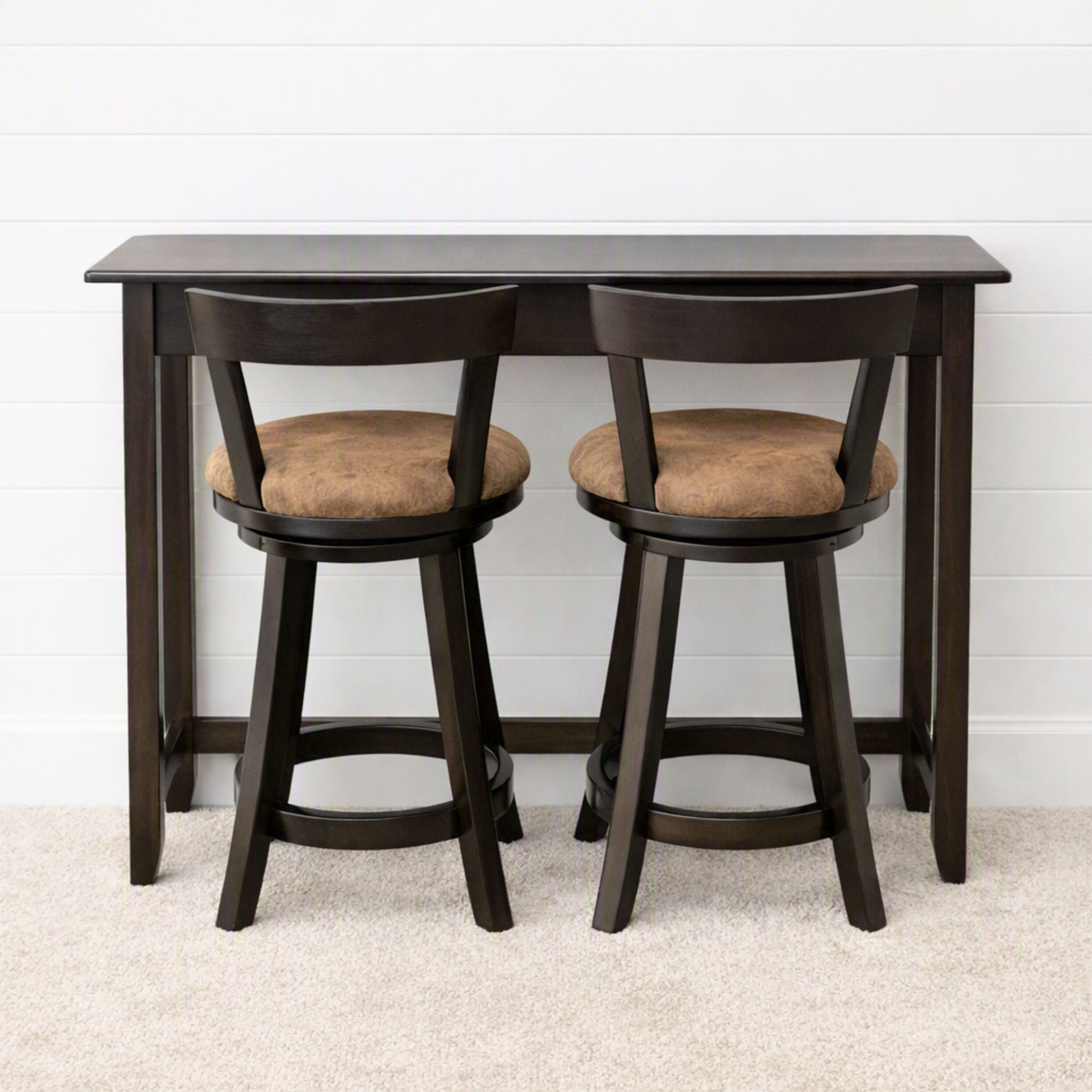 Austin Dark Maple Sofa Bar Table with Swivel Chairs - EB