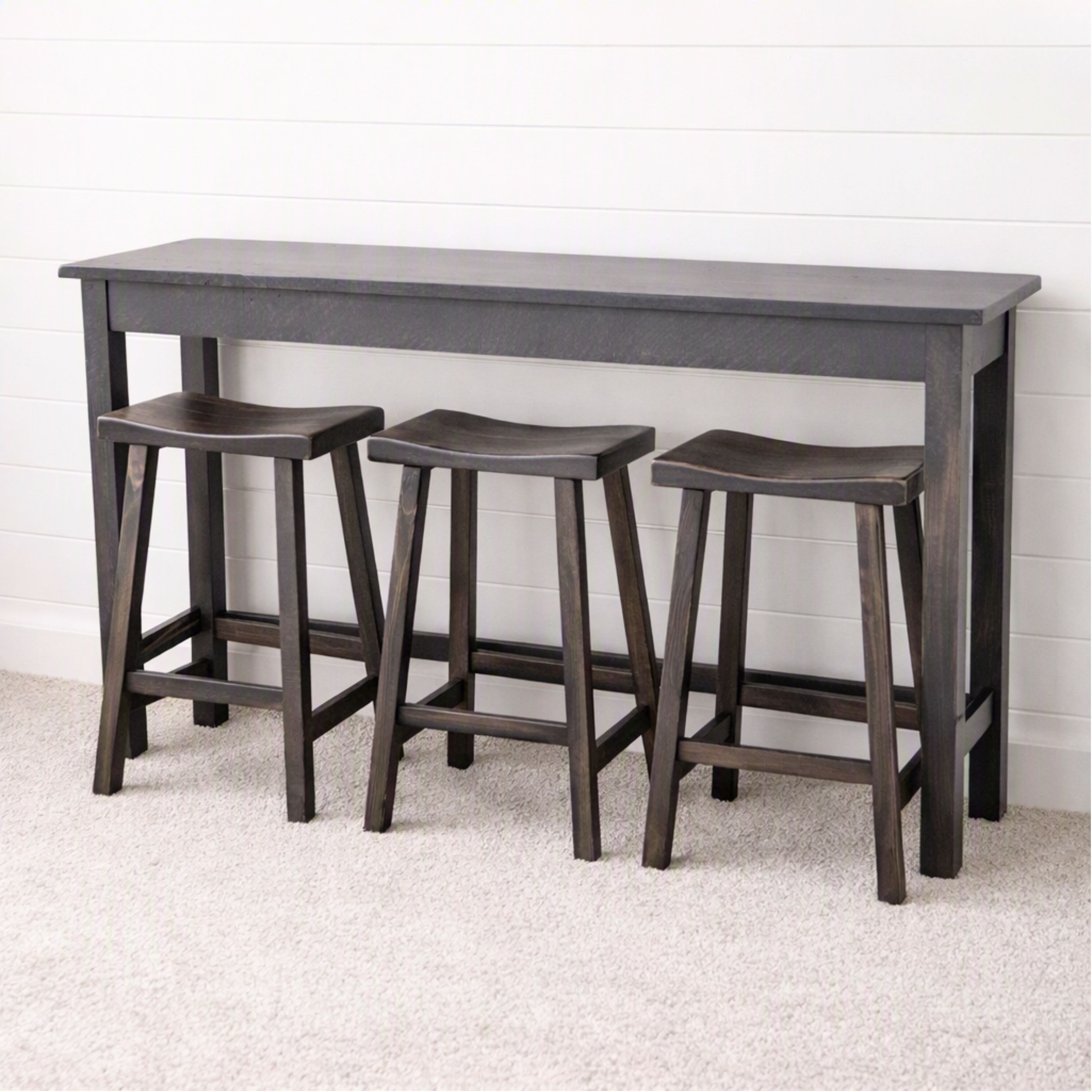 Milltown Gray Maple Sofa Bar Table with Stools - GS